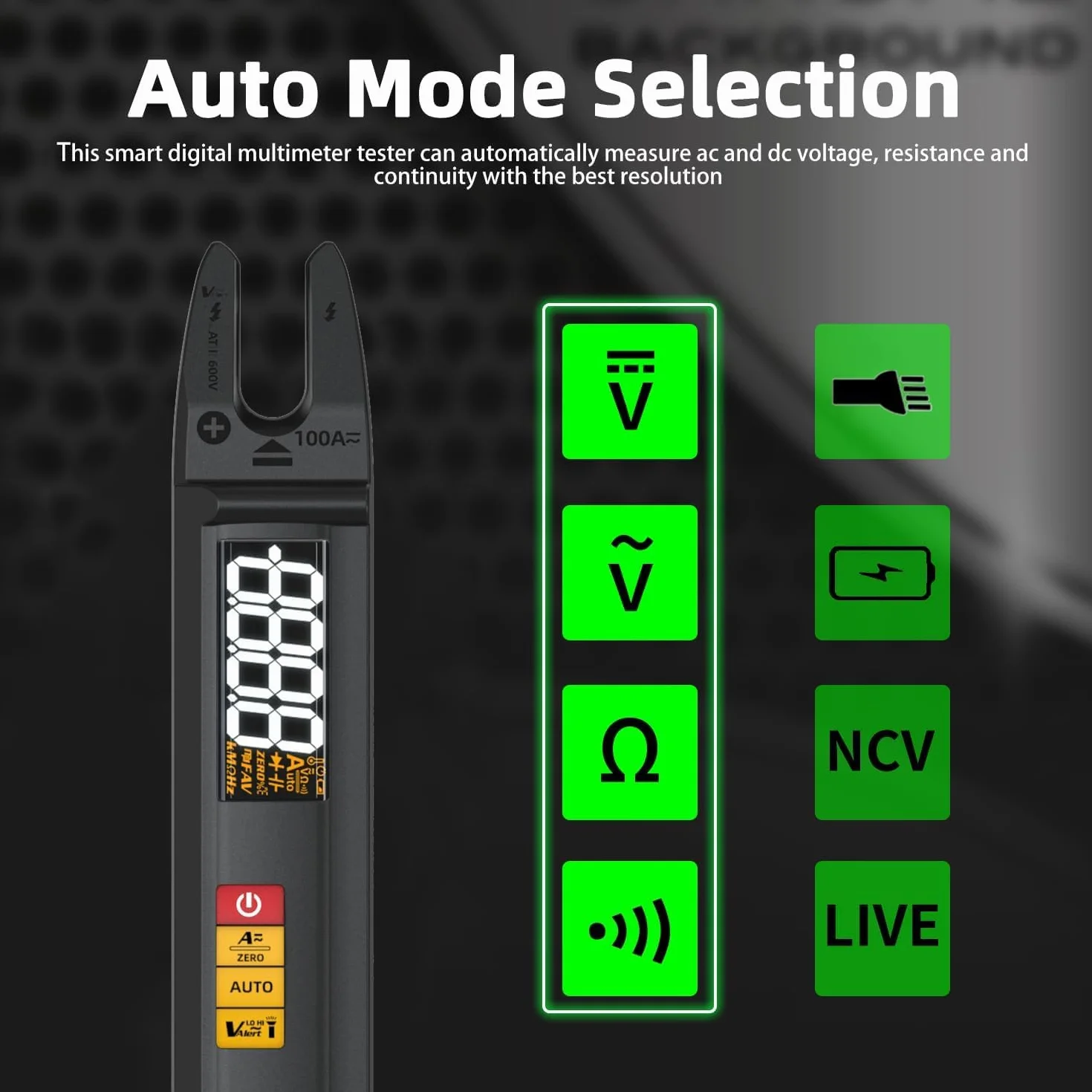 BSIDE U0 Mini Multímetro Digital Pinza Amperimétrica Abierta Totalmente Automático Medidor de Corriente Voltaje AC DC Resistencia y Continuidad Detector de Fase Recargable con Sonda de prueba