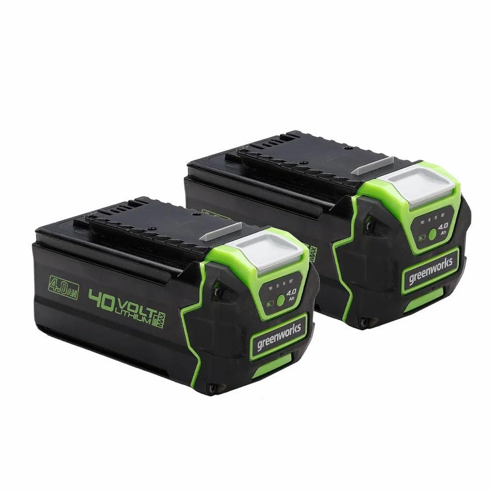 Greenworks Baterías 40V 4Ah - Set de 2, Potentes Original Baterías Iones de Litio para Herramientas Eléctricas y Jardinería Greenworks 40V, Control de Carga LED 3 Etapas, Garantía de 2 Años - G40BK4X