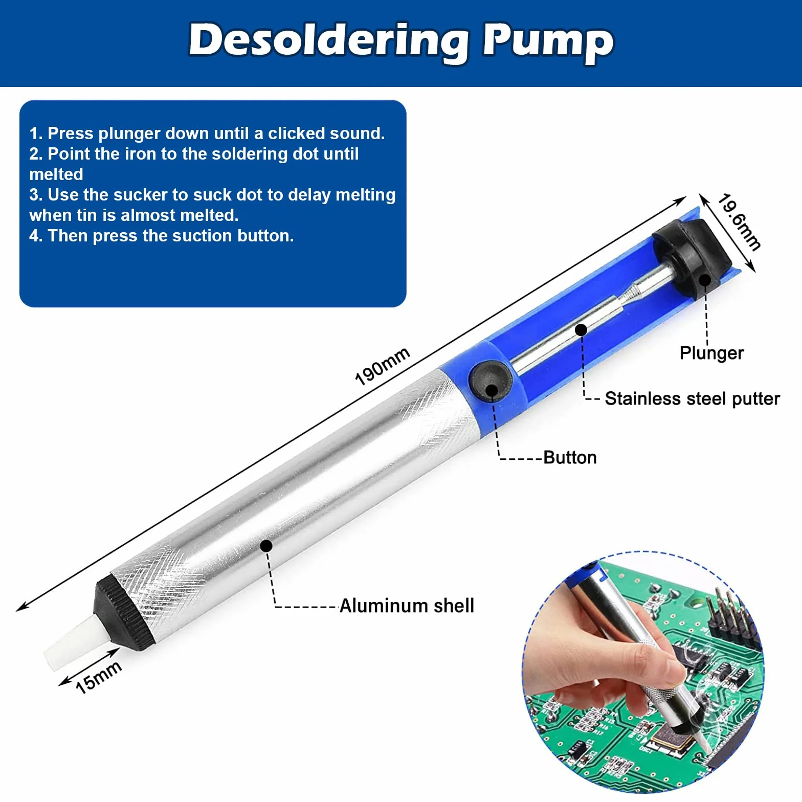Kit de pistola de soldadura electrónica de 60 W con 5 puntas, bomba desoldadora, pinzas, cables de soldadura, soporte y destornillador Phillips para electrónica, reparación (amarillo)