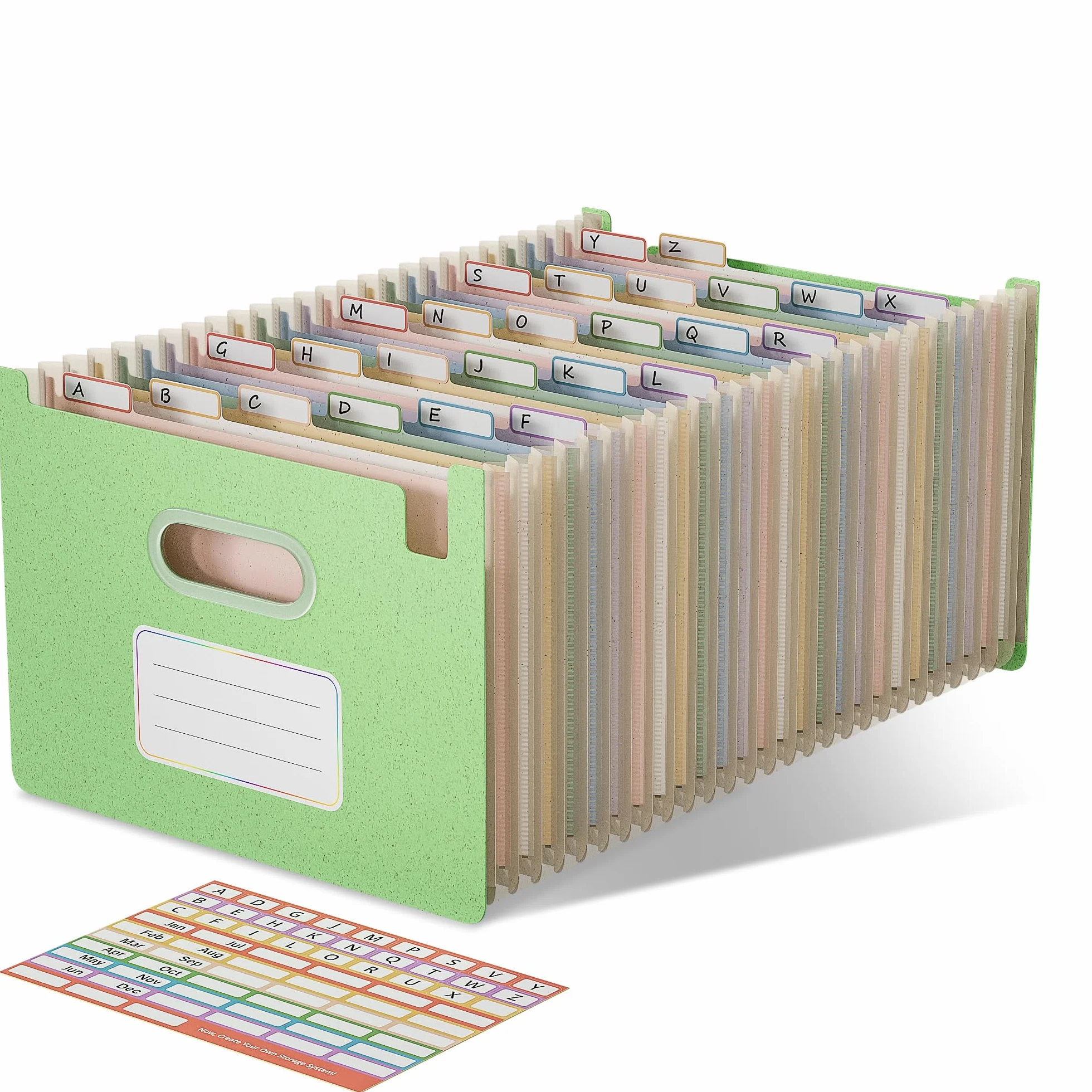 EcoStash Carpeta Clasificadora Acordeón 26 Bolsillos Archivador A4 Paja de Trigo Clasificador Documentos Expandibles Vertical Libre de BPA Verde Menta