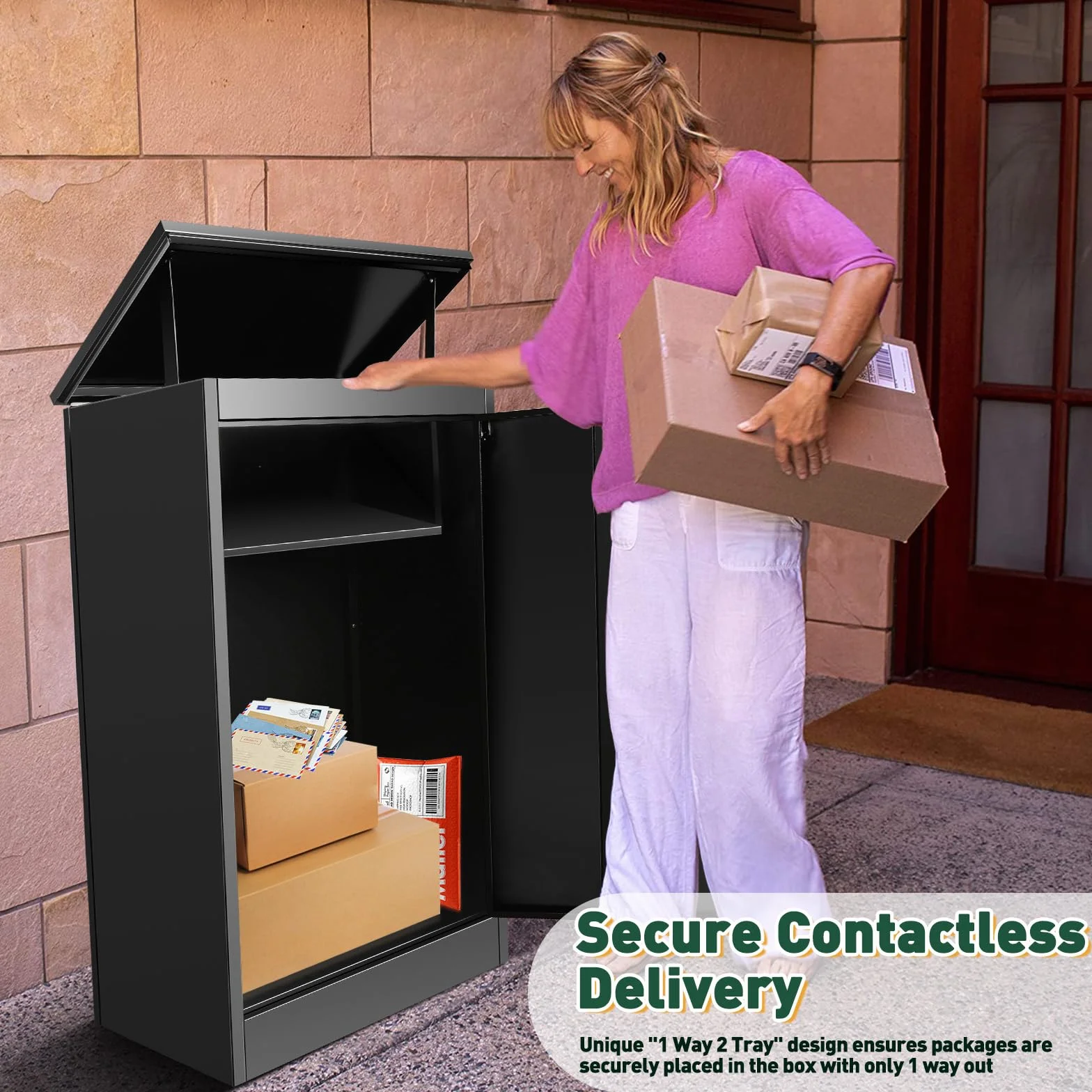 Express Package Delivery Box - Caja para uso exterior, ultraespacio para paquetes con llave, gres, resistente al agua y anticipación de robos (120 cm/50 pulgadas)
