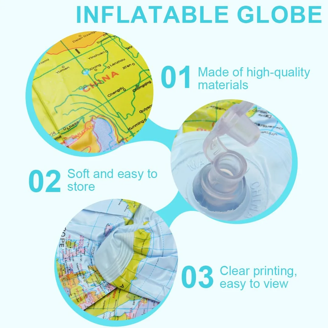 1 Pcs Globos inflables Bolas de Globo Mundial de PVC Globo del Mundo bálsamos de Playa de Tierra para la Playa la Escuela(16 Pulgadas Antes de inflarse 12 Pulgadas después de inflarse)