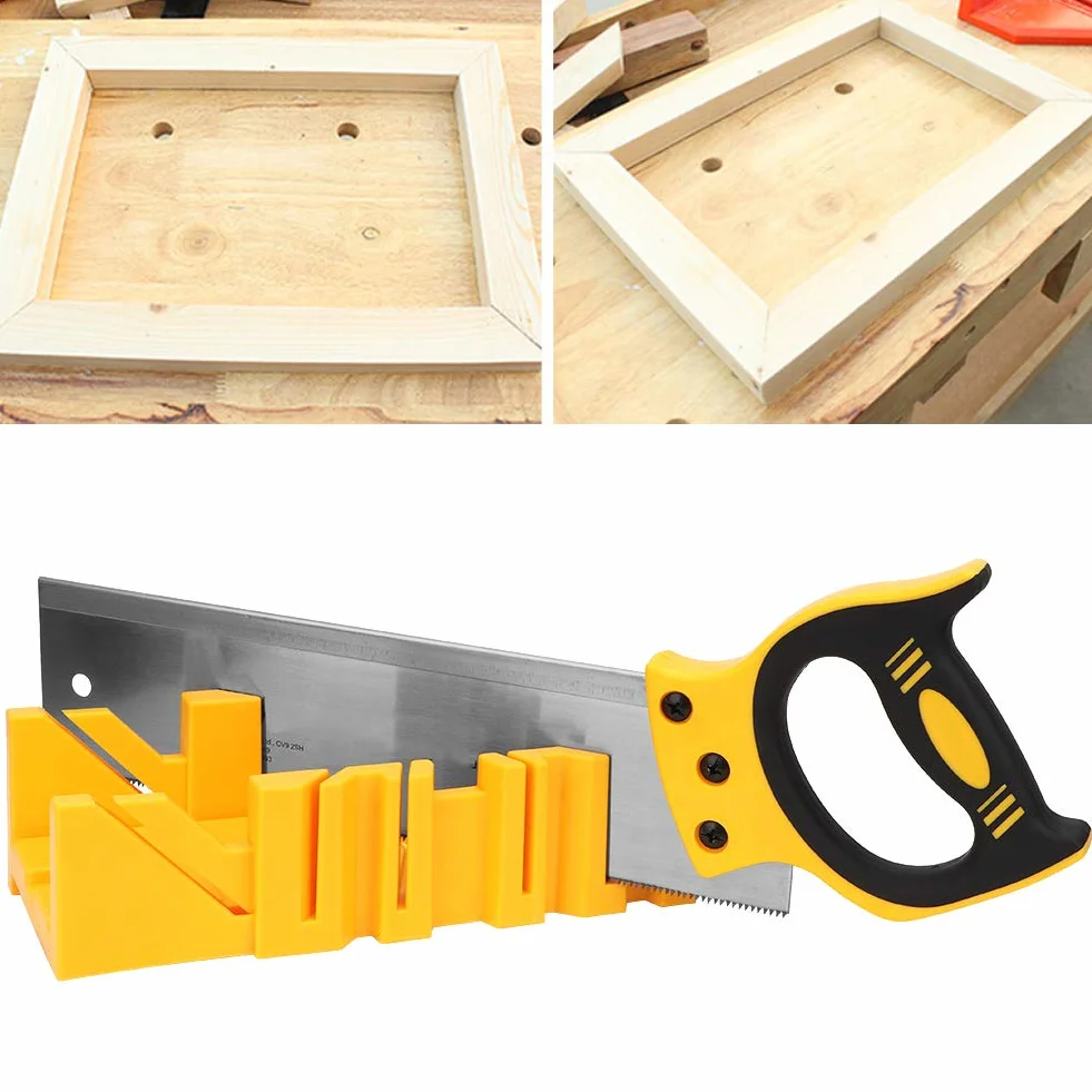 Futihing - Sierra ingletadora con guía de plástico ABS de 30,5 cm, caja de ingletes con sierra trasera de 35,5 cm para carpintería