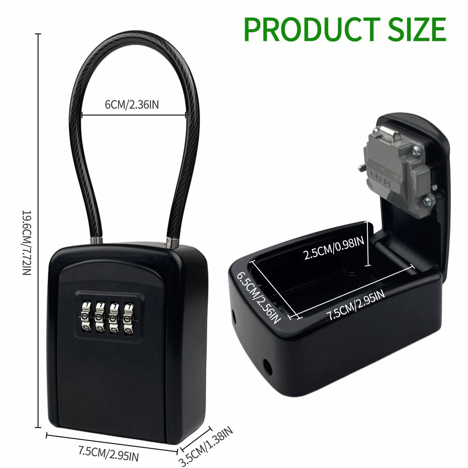 Caja de Seguridad para Llaves, Impermeable Caja de Llaves con Codigo 4 Díg, Portátil de Bloqueo, Caja de Cerradura Pared(94 * 75 * 37 mm) para Llaves Libre para Casa, Oficina