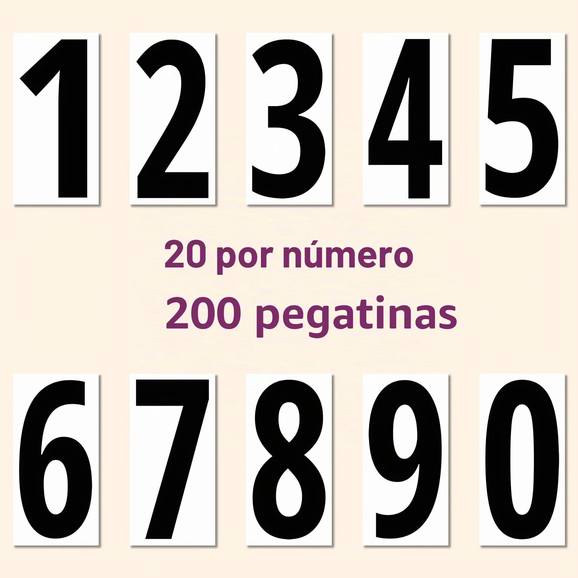200 Piezas, 75 mm - Pegatinas Números Adhesivos, Vinilo Impermeable - Números Negros