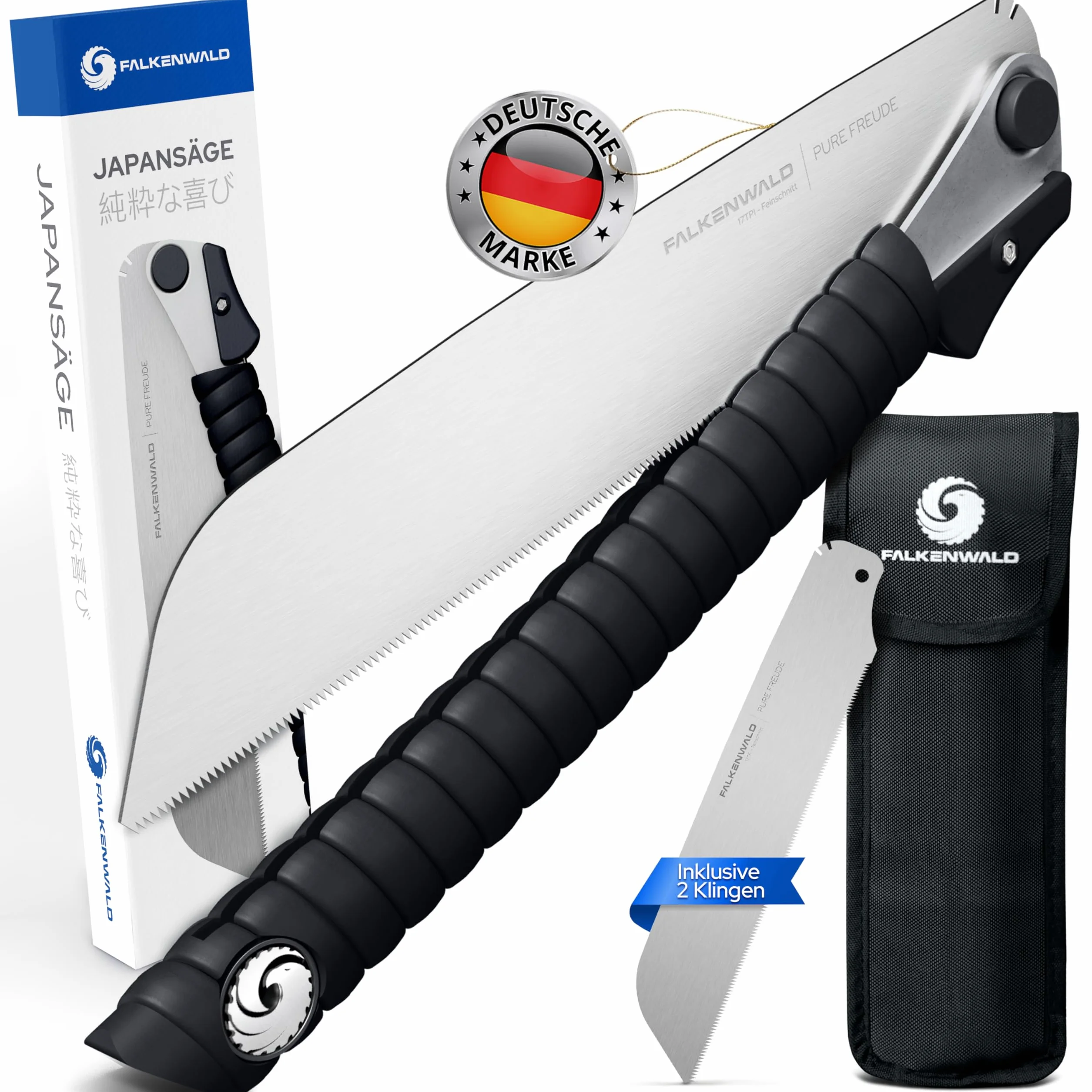 Falkenwald - Sierra japonesa plegable - Ideal para trabajar madera y plástico - Sierra manual para corte transversal y longitudinal - Herramientas de carpintería