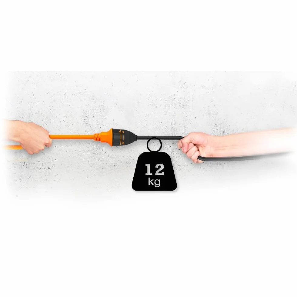MAXTRACK NV7-25RL, cable de extensión de contacto de seguridad de 25 m con carrete de cable, conexión de enchufe bloqueable, rodillo de cable resistente, 12 kg de tracción, ideal para taller, jardín y