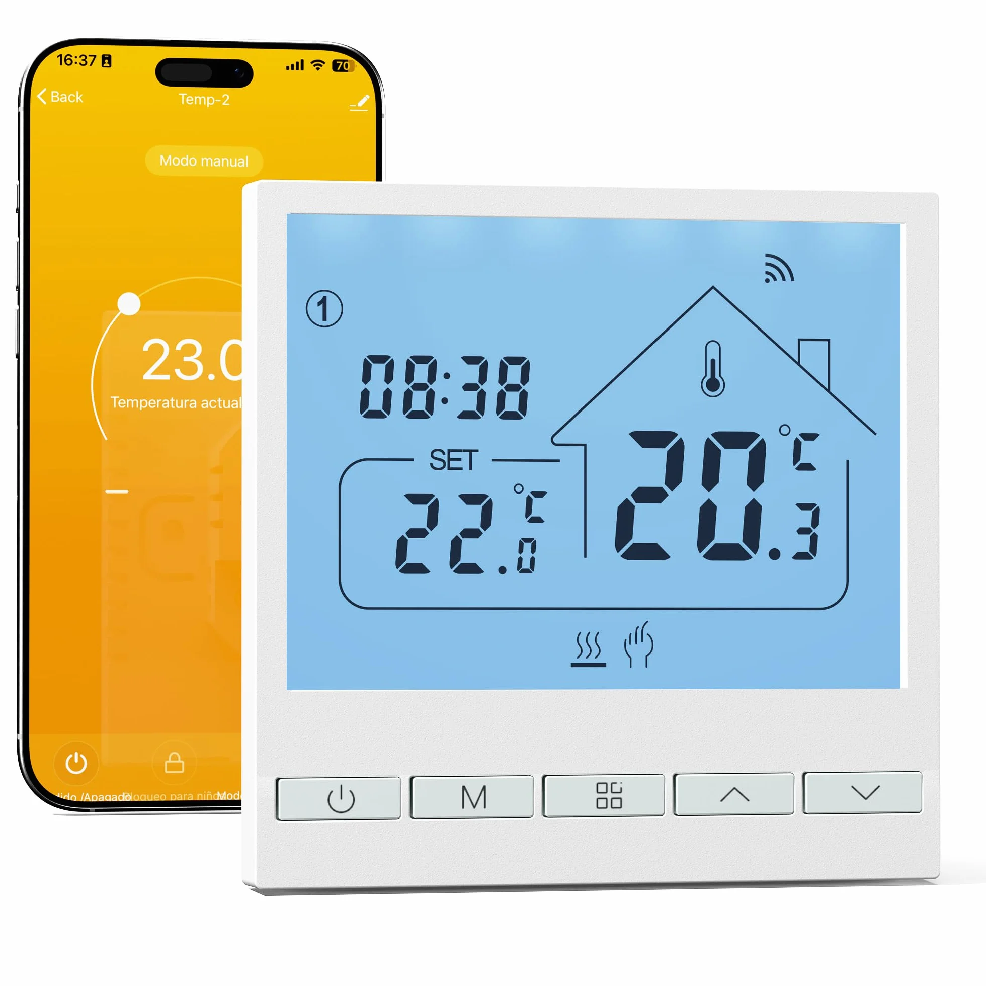 Beok Termostato Calefaccion WiFi para Caldera.Termostato con Alexa Control Vocal termostato Tuya Programable Inalámbrico Digital Inteligente para Calefacción Agua y Gas. 220V 2.4GHZ