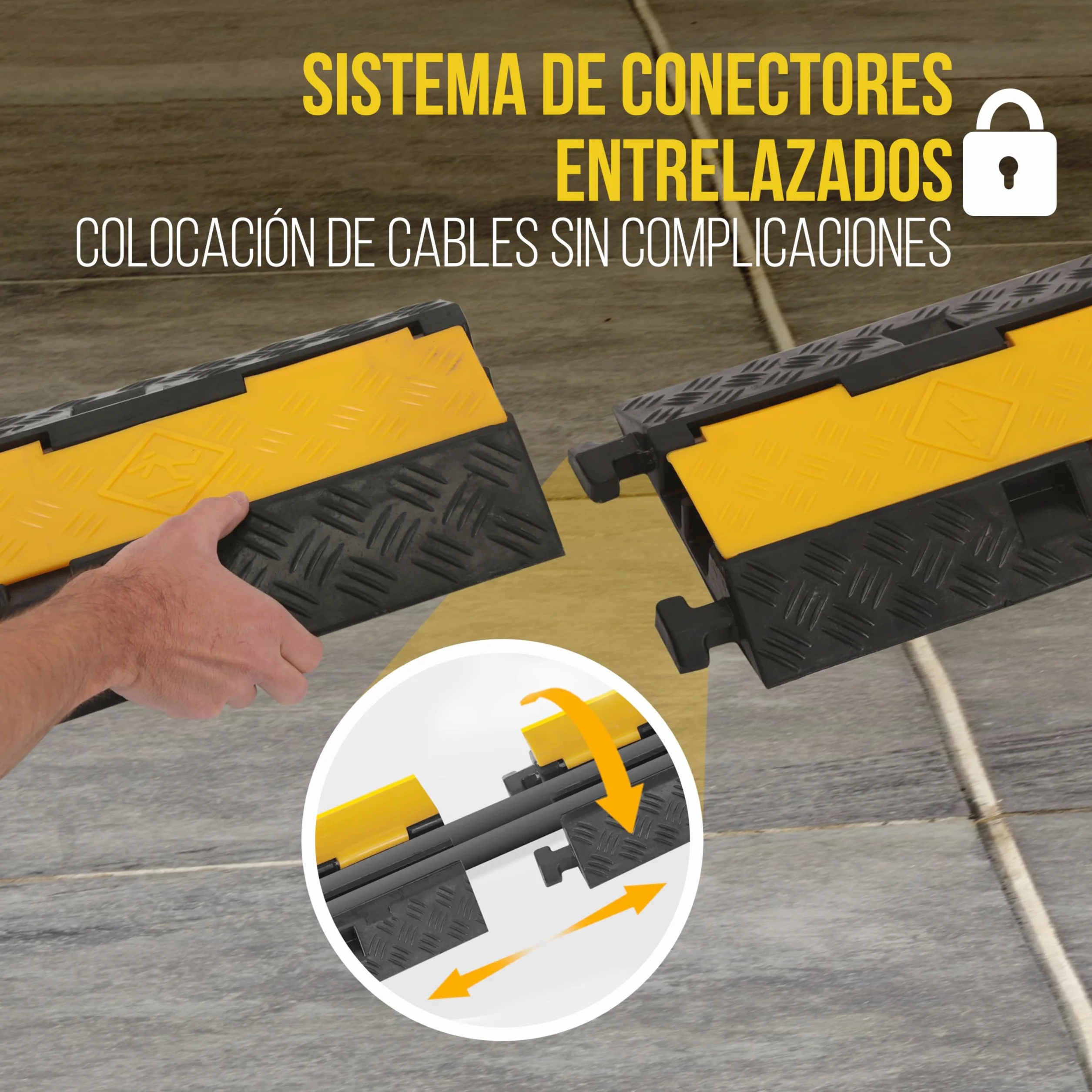 Pyle Cubre Cables Suelo, Pasacable, Canaleta, Interiores, Exteriores, Soporte de 907kgs, Tapa Superior Abatible, Diseño de 2 Canales, Protector de mangueras de Alta Resistencia, Seguro