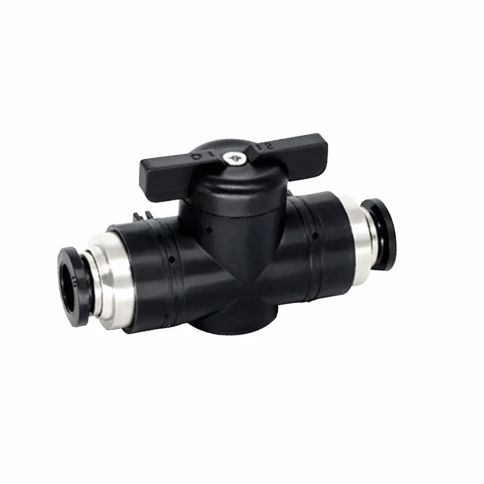 Beduan Válvula de bola neumática BUC, 1/4 "x 1/4" OD Push to Connect Fitting Válvula de control de flujo de aire Straight Quick Connect Union (3 piezas)