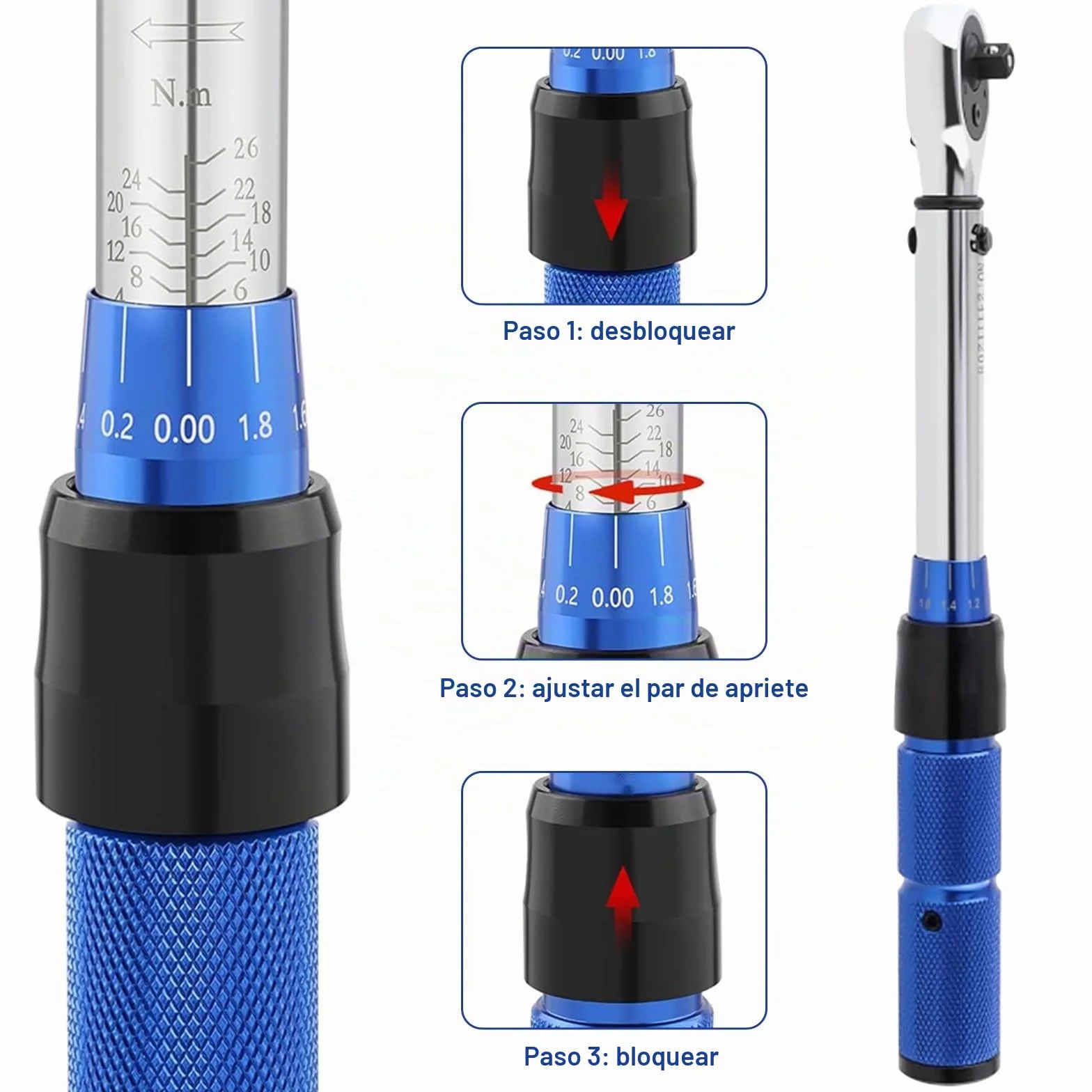 Souvik Llave dinamométrica para Bicicleta 1/4", Para Reparación de Motocicletas y Bicicletas, 2-26 Nm, Precisión de Error ±3%, Incluye 100mm Barras de Extensión, 14 Bits y Almacenamiento