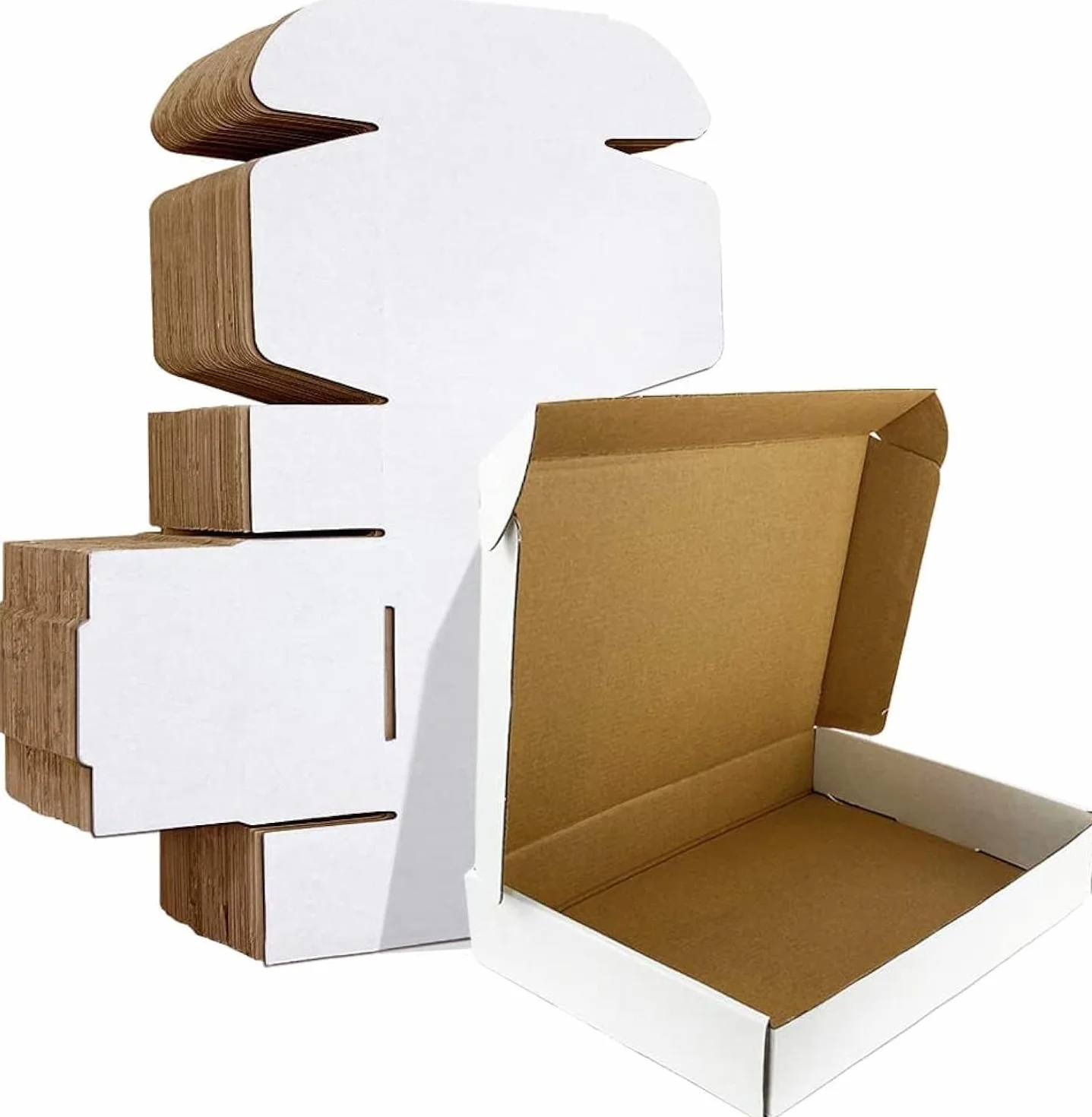 HORLIMER 28 x 20,4 x 5,1cm Cajas de Carton con Tapa para Envios de Paquete, 25 Pack, Cajitas de Papel Kraft para Regalo o Embalaje, Blanco