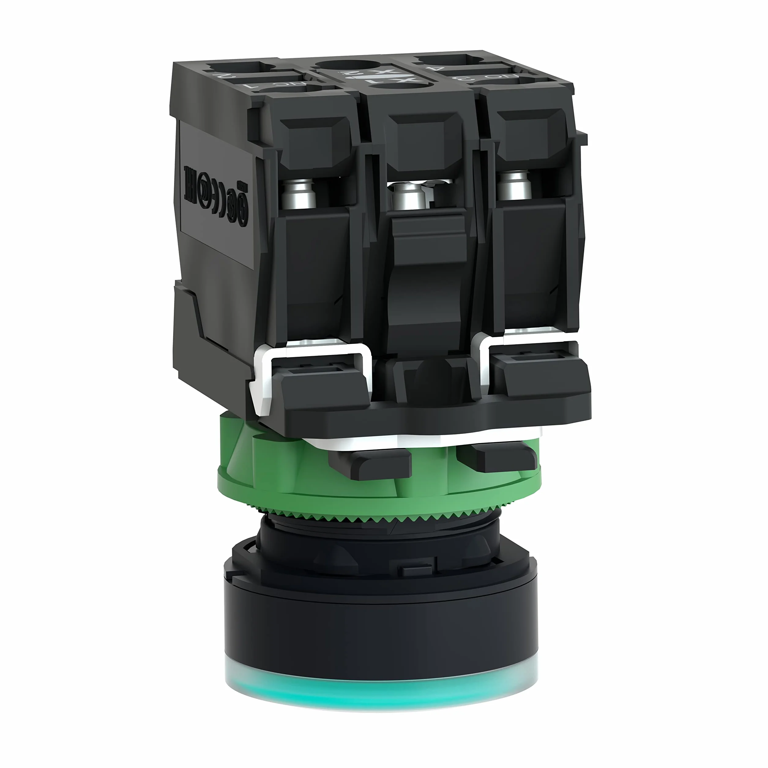 Schneider Electric XB5AW33M5 Pulsador Iluminado Diámetro 22, Retorno Resorte Nivelado, 240 V, 1 NA + 1 NC, Verde