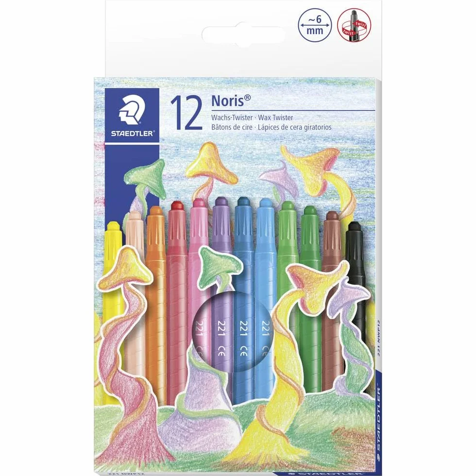 Staedtler Noris Club 221 NWP12 Lápices de cera giratorios Estuche 12 colores