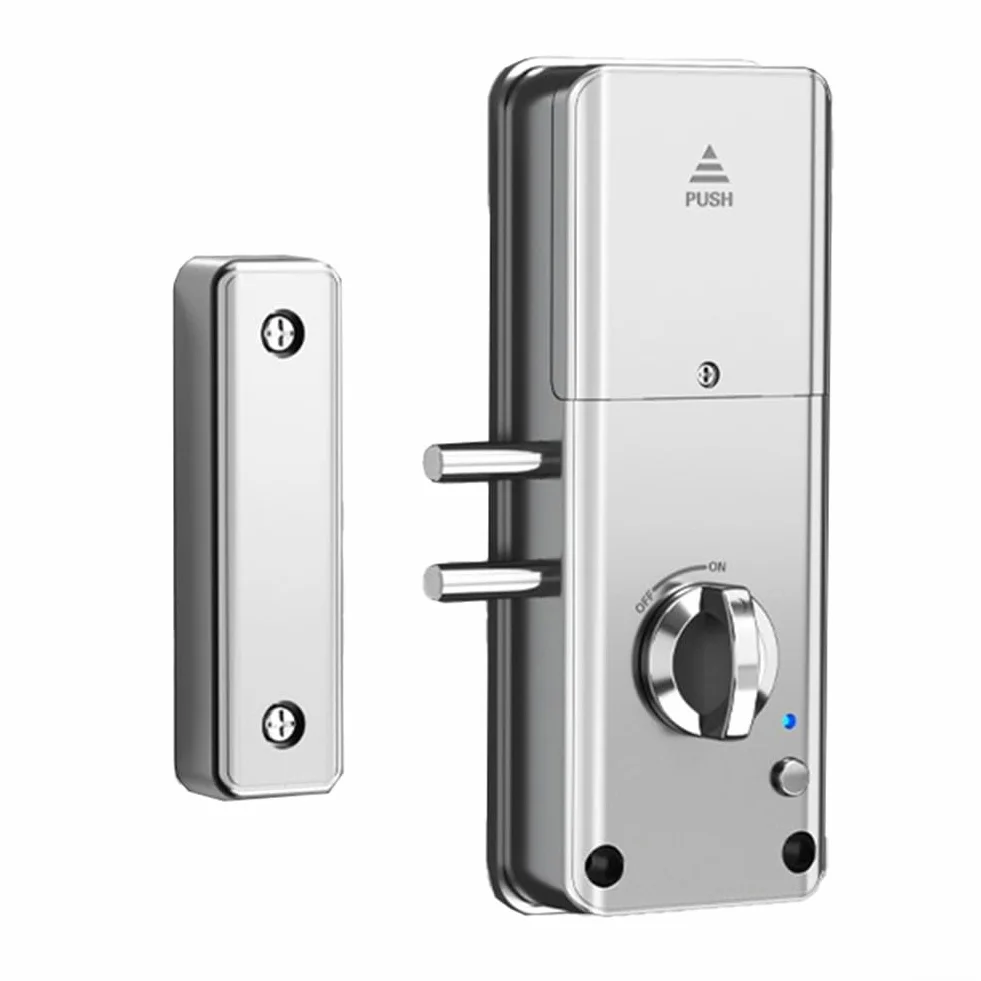 Cerradura de puerta invisible inteligente, para aplicación TTlock, cerradura electrónica sin llave con tarjetas IC para puertas de madera, sistema de seguridad antirrobo (plateado)