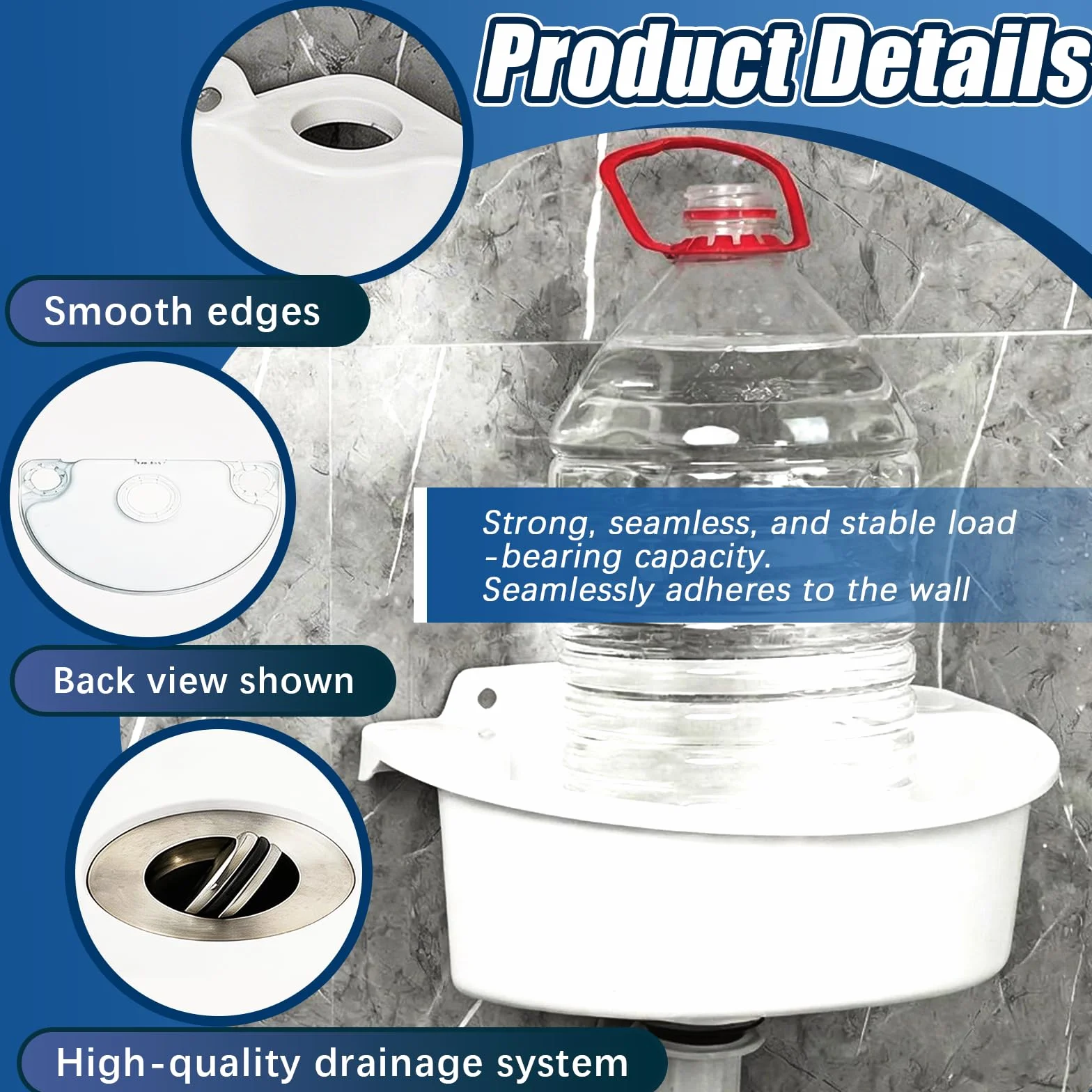Fregadero Utilitario De PláStico, Lavabo Semicircular Pared Con Tubo De DesagüE 75cm Ahorra Espacio 29,5x21x10,5 Cm Para BañOs Aseos De Invitados Jardines Campings Y Obras De ConstruccióN