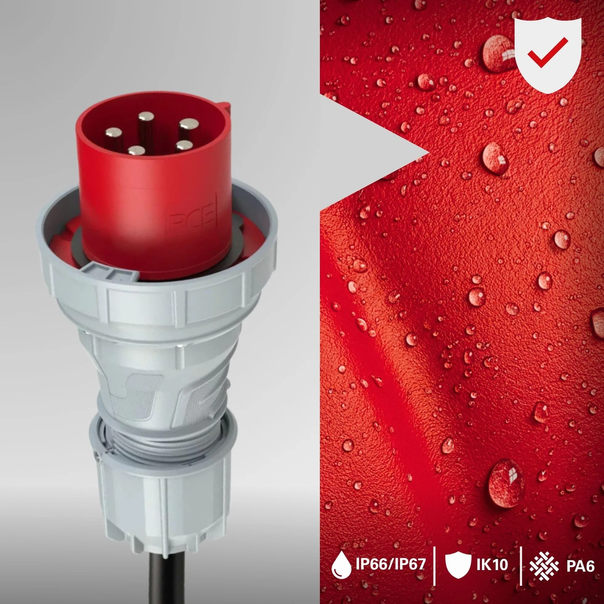 Interflex pce - Clavija estanca 125a 3 polos+neutro 400v 6 hora rojo