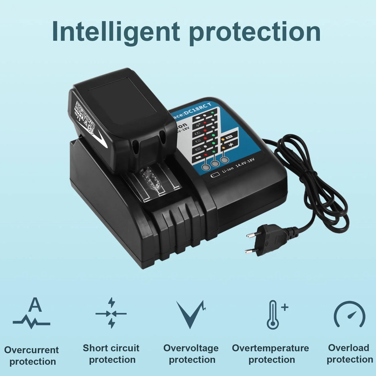Batería de Repuesto para Makita 18V 5.5Ah+3A Cargador para Makita 18V Batería BL1850 BL1840 BL1830 BL1820 BL1815 y Cargador DC18RA DC18RC DC18RD (Azul)