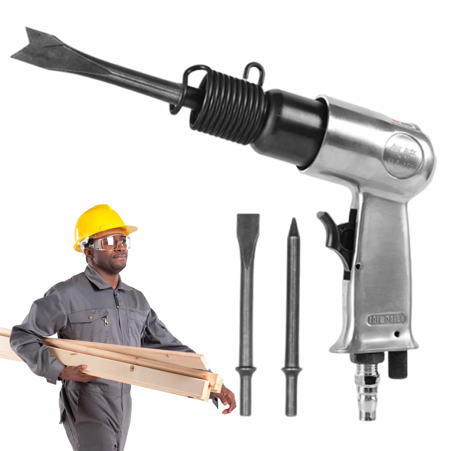 Pala neumática de aire - herramienta de cincel portátil ligera con mango recto | Potente comprimido para proyectos de bricolaje, reparación automática, fabricación, tallado en piedra y ap