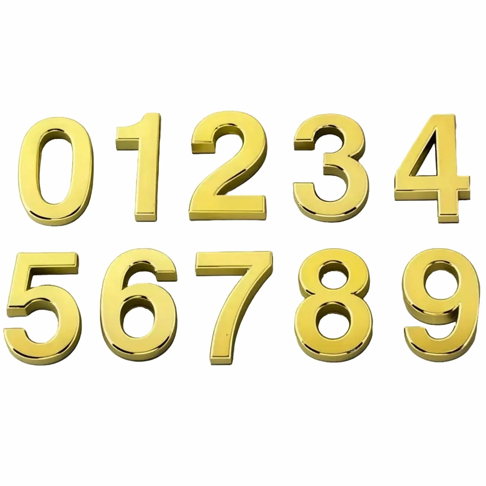 Numeros Adhesivos 5Cm,Numeros Para Habitaciones De Hotel,Numeros Adhesivos Para Buzón 3d Placas De Matrícula Del 0 Al 9 Para Casas Pisos, Oficinas Y Buzones (Dorado, 50mm 10pcs)