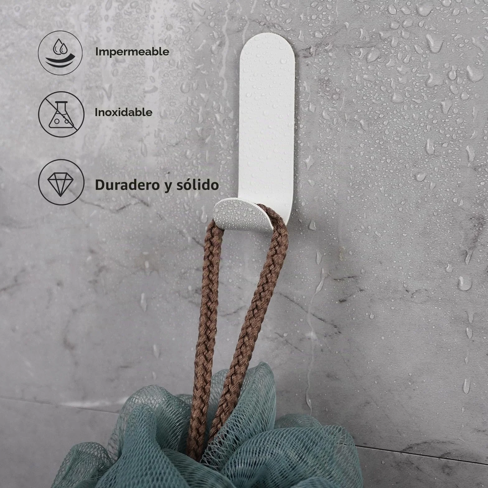 Feligio Ganchos Adhesivos Para Pared 12 Piezas, Colgadores Adhesivos Resistentes Sin Taladro de Acero Inoxidable, Colgador Toalla Baño Adhesivo Impermeable, Para Cocina Dormitorio, Blanco