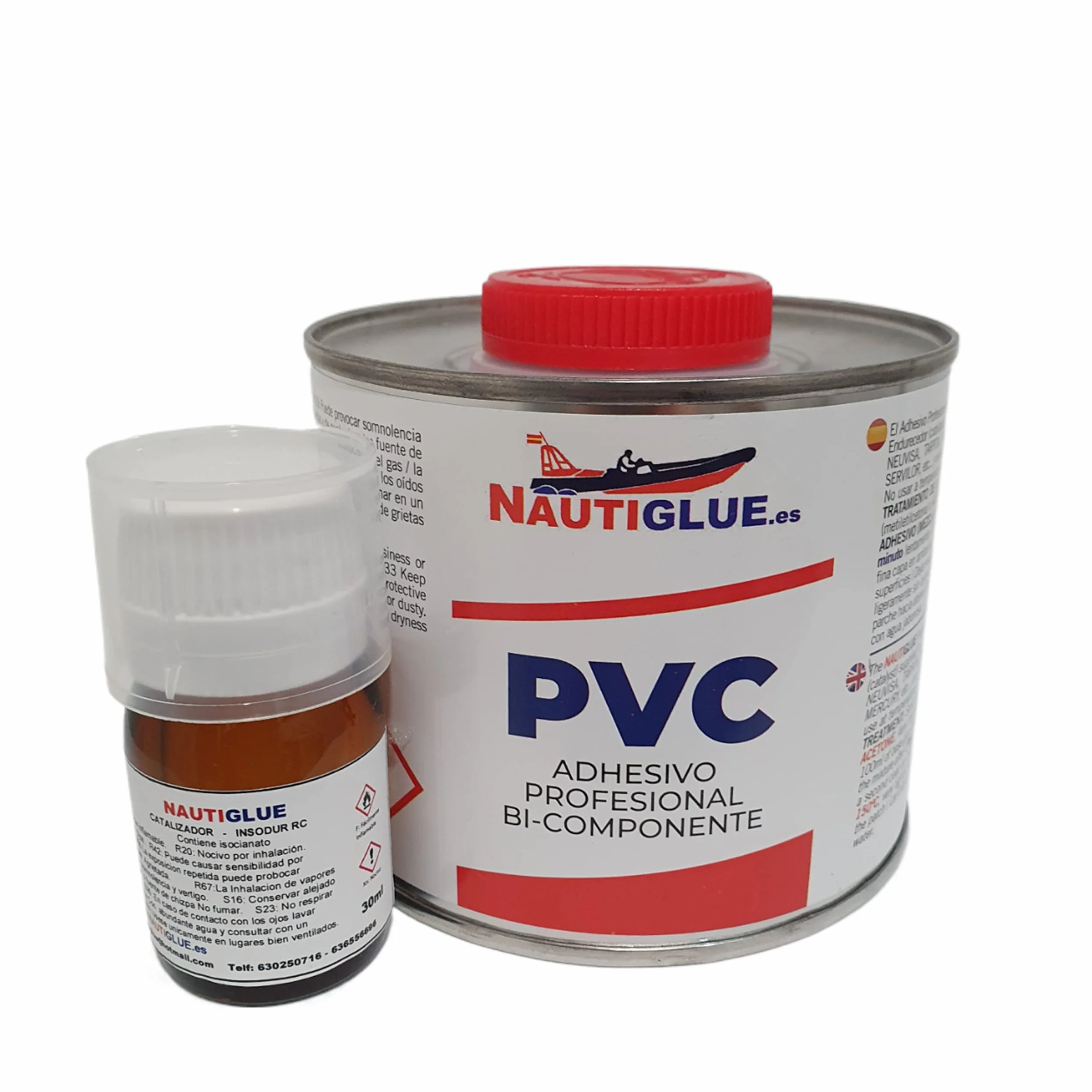 Pegamento de PVC para NEUMÁTICAS y SEMIRRIGIDAS de 2 COMPONENTES (500ml + catalizador)