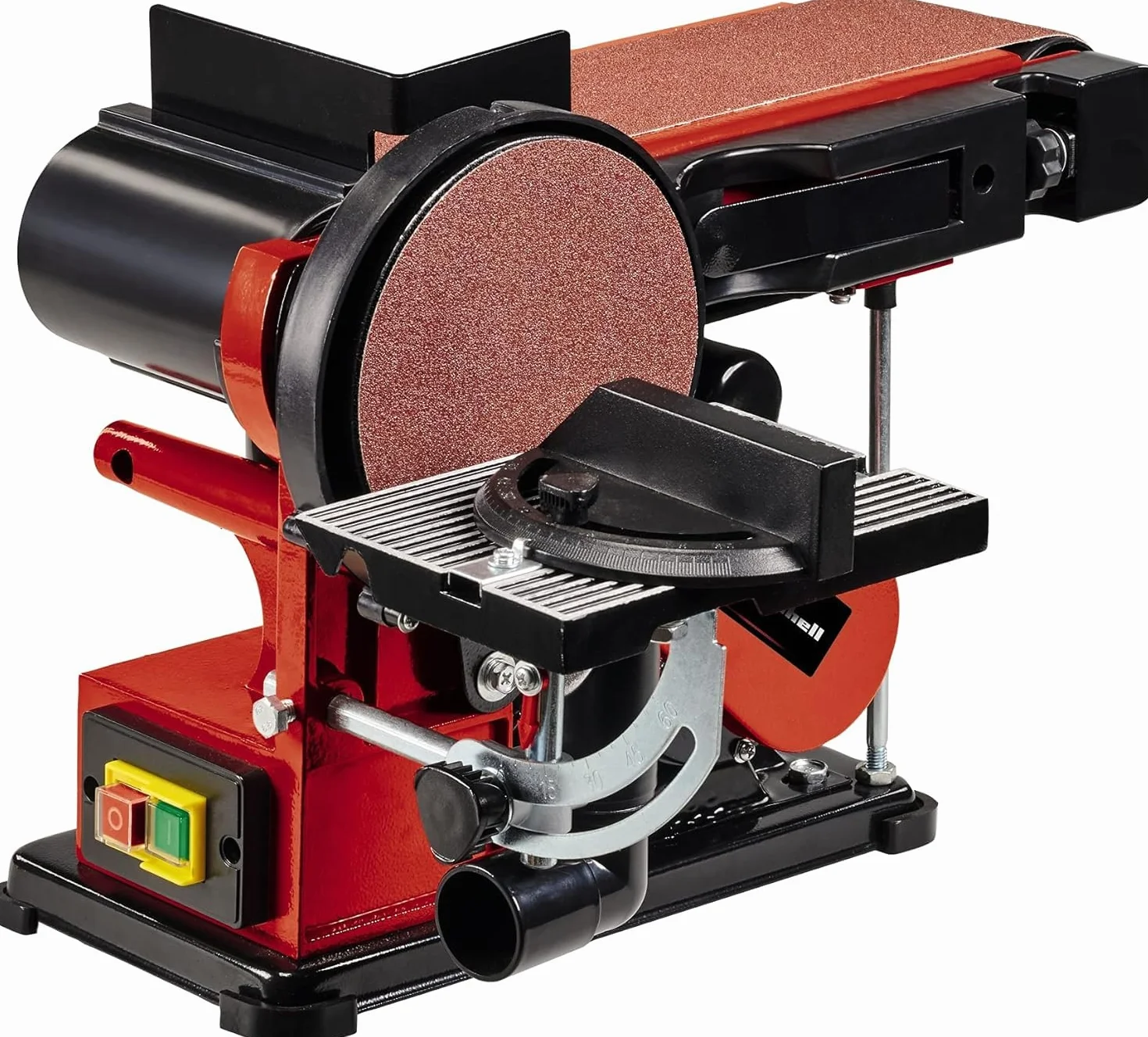 Einhell Esmeriladora de disco y banda vertical TC-US 380 (380 W, vel. de banda de lijado 292 m/min, disco de lijado vel. 1450 min-1, incl. 1 banda de lijado K80 y 1 papel de lija de disco K 80)
