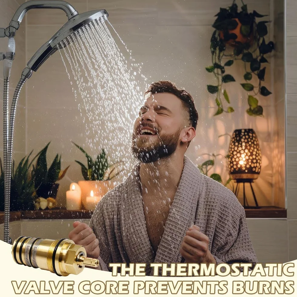 94282000 Cartucho Termostático de Latón Unidad de Control de Temperatura 3/4" Cartucho de Válvula de Ducha Termostática Apto para Ducha Hansgrohe Ecostat, Termostatos de Dos y Tres Orificios