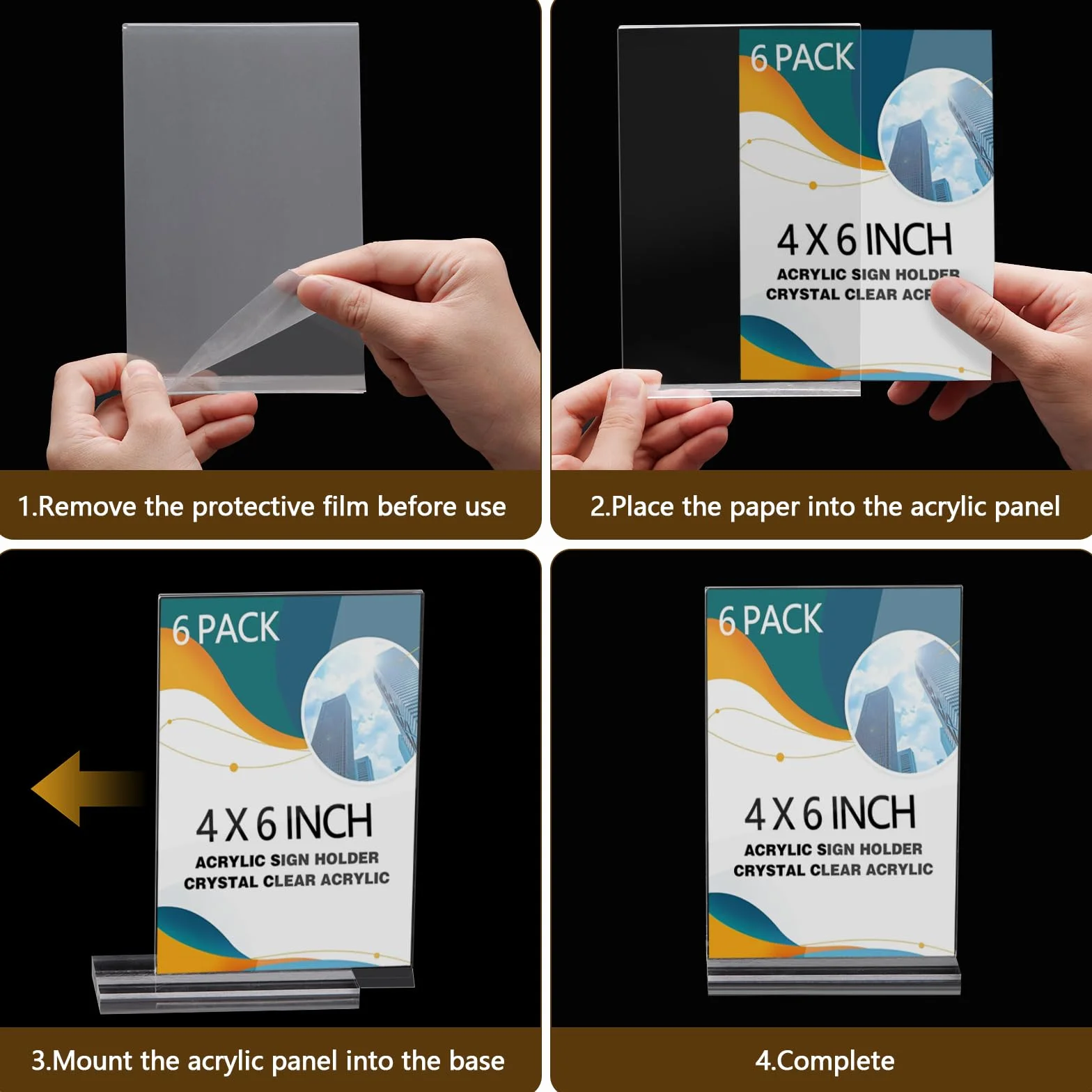 Expositor Metacrilato A6, Soporte para Carteles Acrílico Doble Cara T Forma con Base Transparente