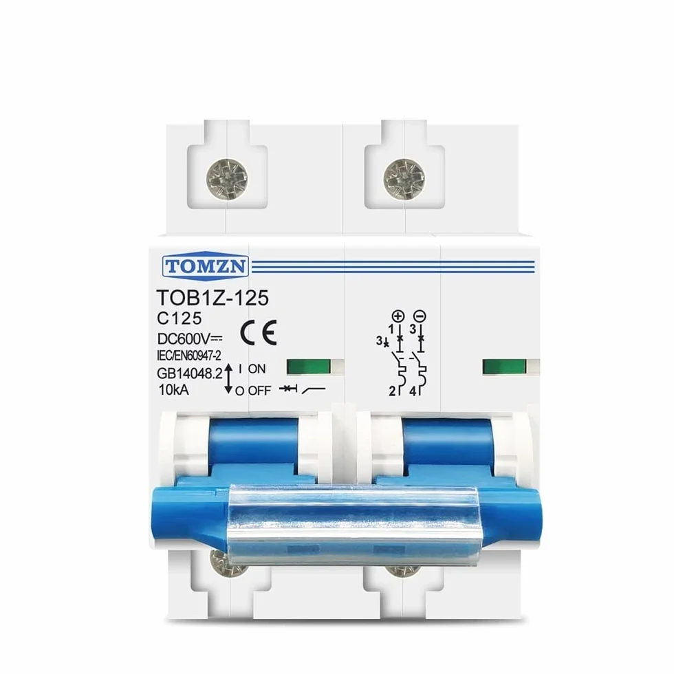 Disyuntor 2P 80A 100A 125A DC MCB 600V Cortacircuitos 554 (Rated Current : 100A)