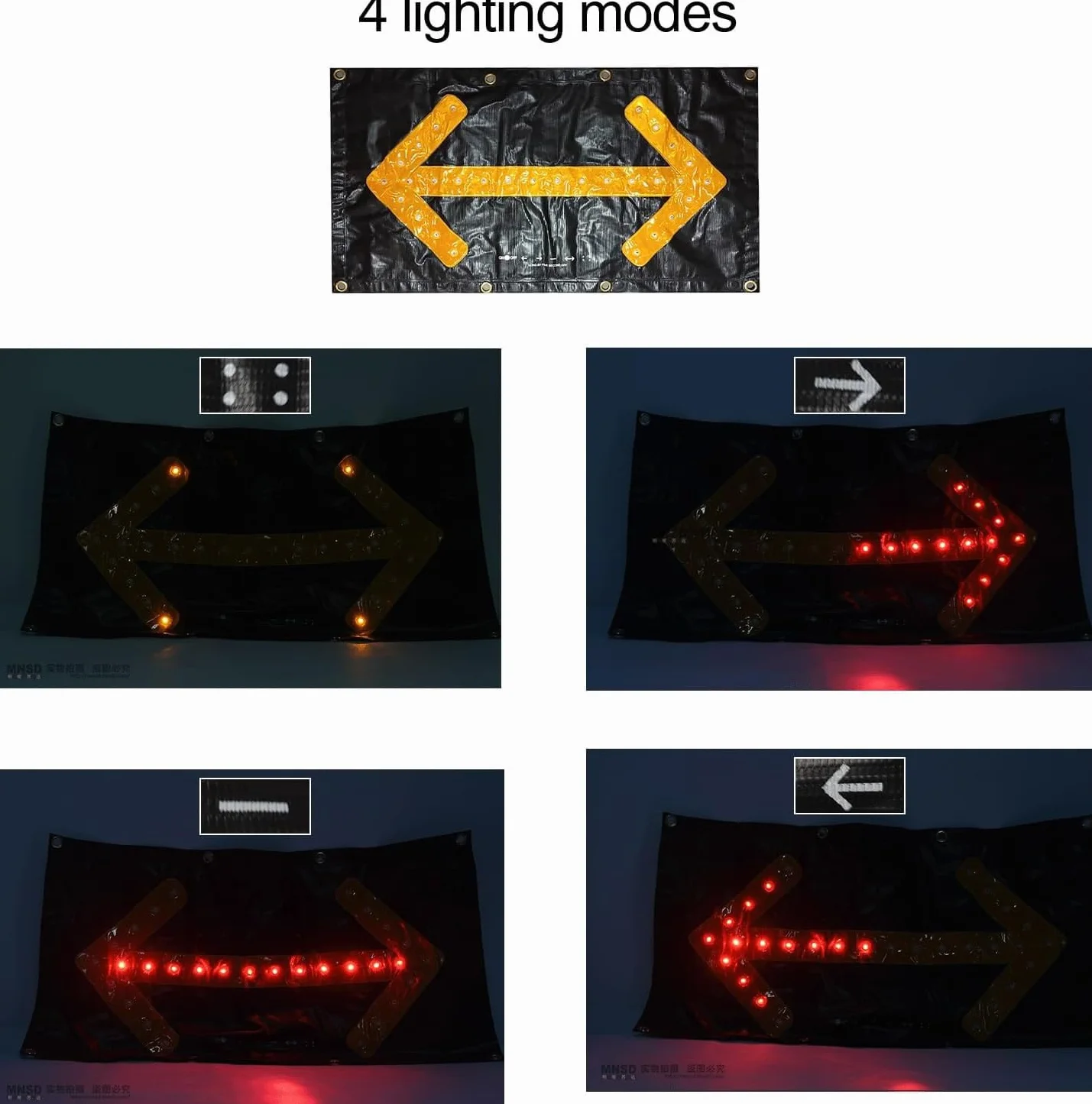 Luz de guía de tráfico magnética plegable de 18" x 33,5" - Señal de flecha de tráfico LED for mantenimiento de carreteras y señales de emergencia