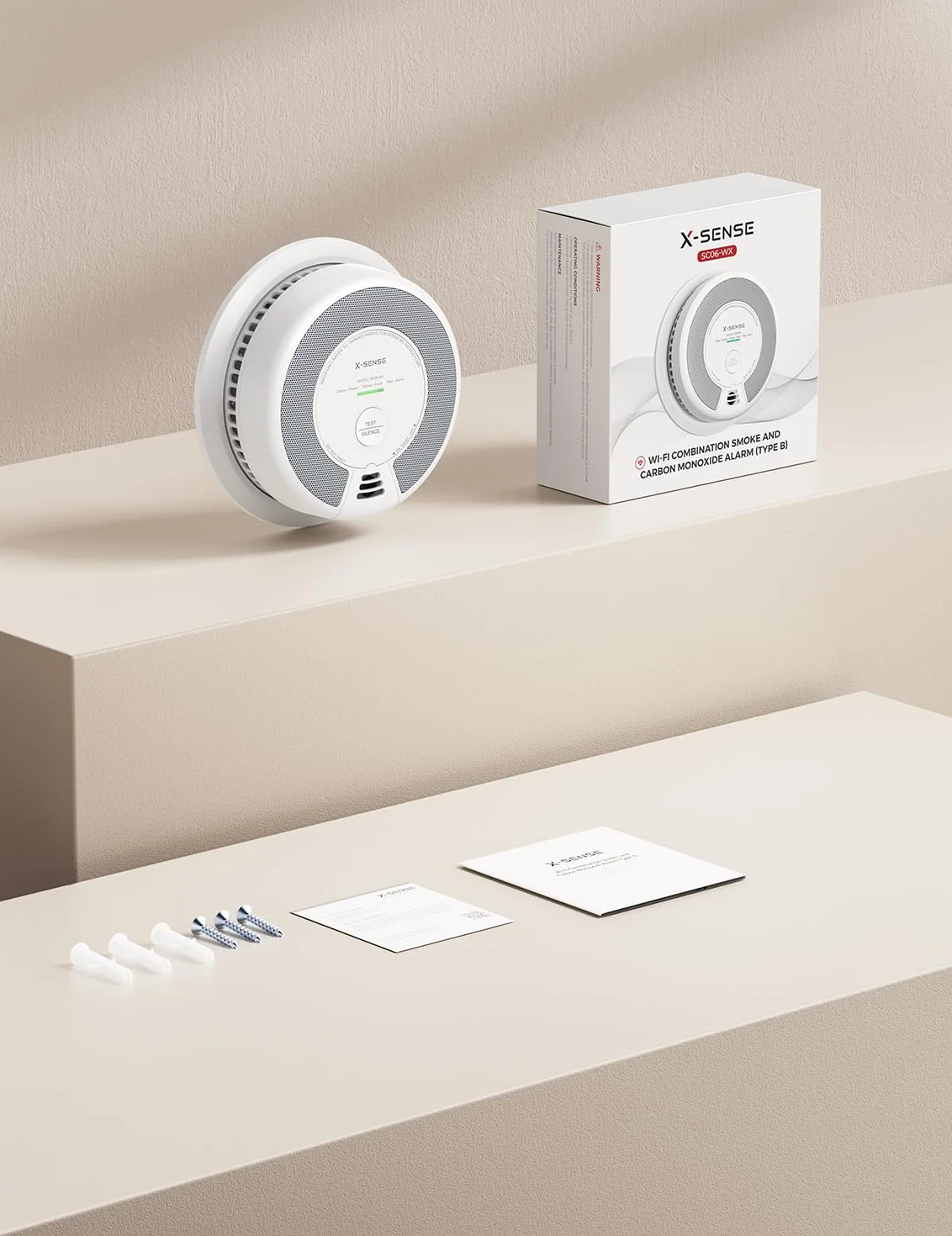 Alarma Wi-Fi X-Sense de Humo y monóxido de Carbono con batería reemplazable, Detector Combinado Inteligente Compatible con la App X-Sense Home Security, SC06-WX, 1 Unidad