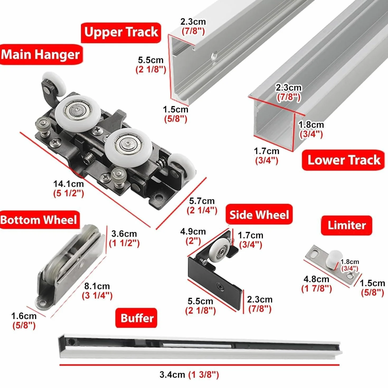 Kit de puerta deslizante - hardware de puerta deslizante oculta, con cierre suave, kit de puerta fantasma deslizante sin pista invisible, adecuado para puertas de madera individuales,1.2m/3.9ft
