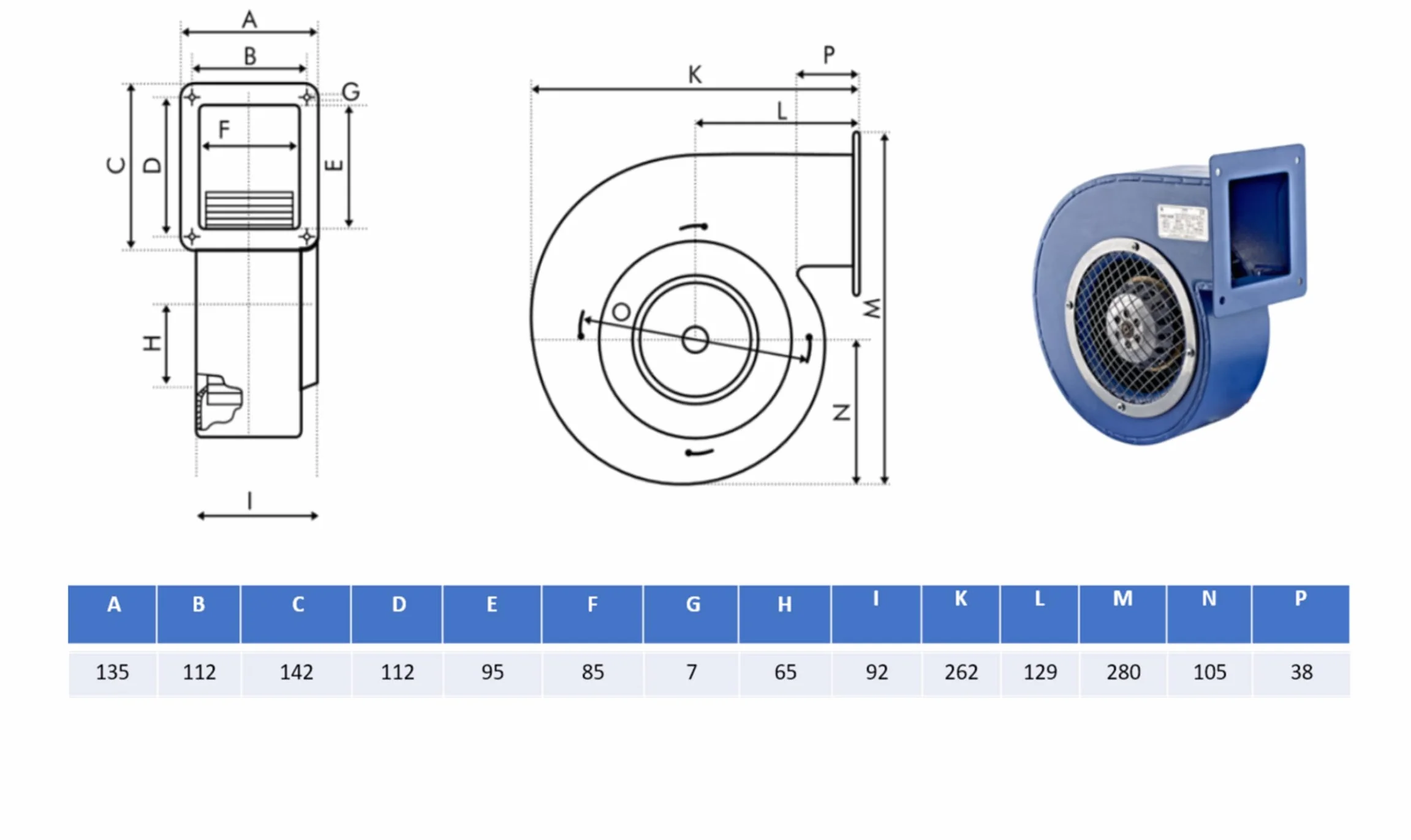 UZMAN Ventilador Radial Industrial - Soplador de Presión y Caldera de Forja - Ventiladores de Aluminio o Chapa de Acero - 230 V - 450 m³/h hasta 1150 m³/h (RV 160 ER)