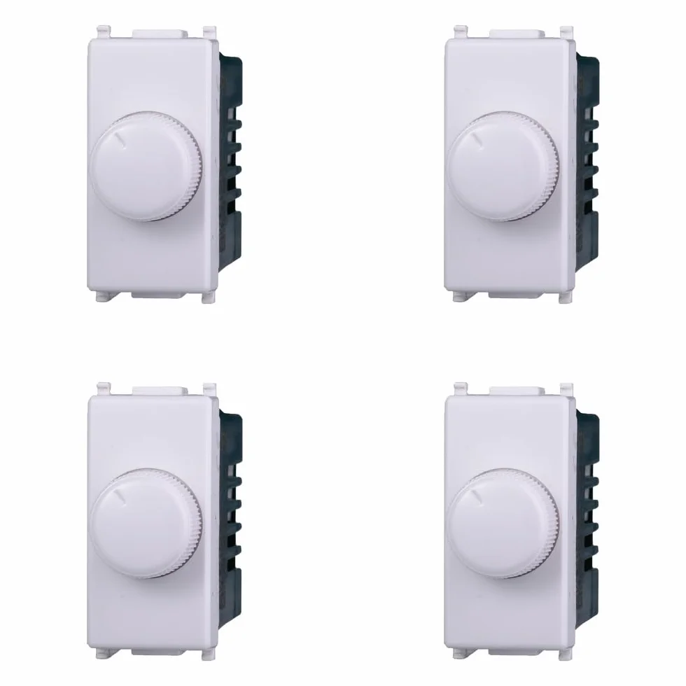 Regulador regulador de perilla compatible plana para cargas resistivas 100W-1000W color blanco EV1301 kit 4 unidades