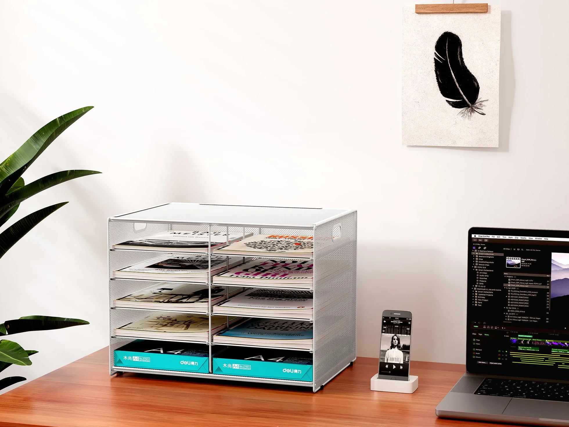 EasyPAG Metal Malla A4 Bandeja Archivador Organizador Escritorio, Blanco