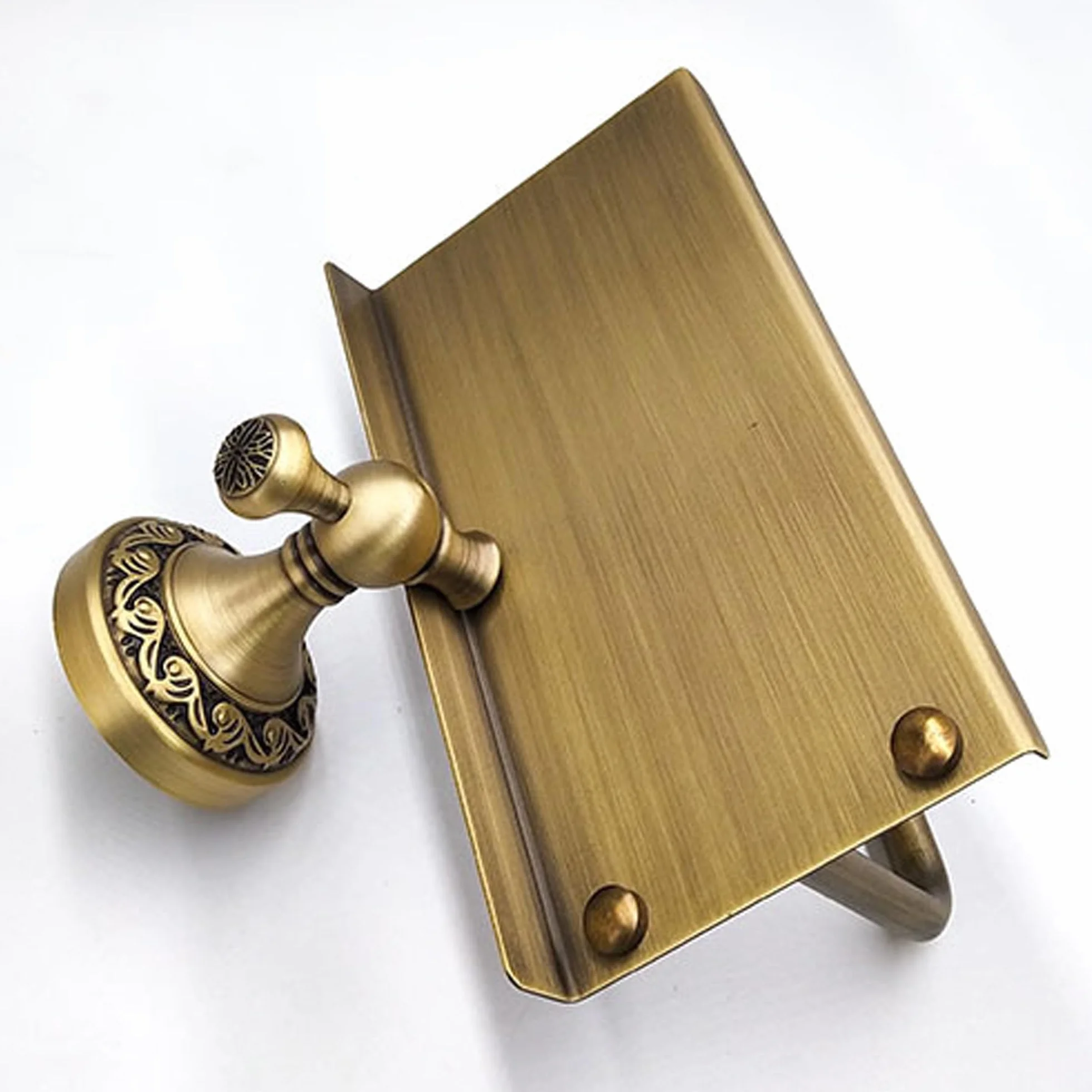 Soporte de Papel higiénico con Estante para teléfono, Soporte para Rollo de Papel higiénico de baño, Bronce Antiguo, Accesorios de baño, Accesorios de baño, diseño Tallado de patrón