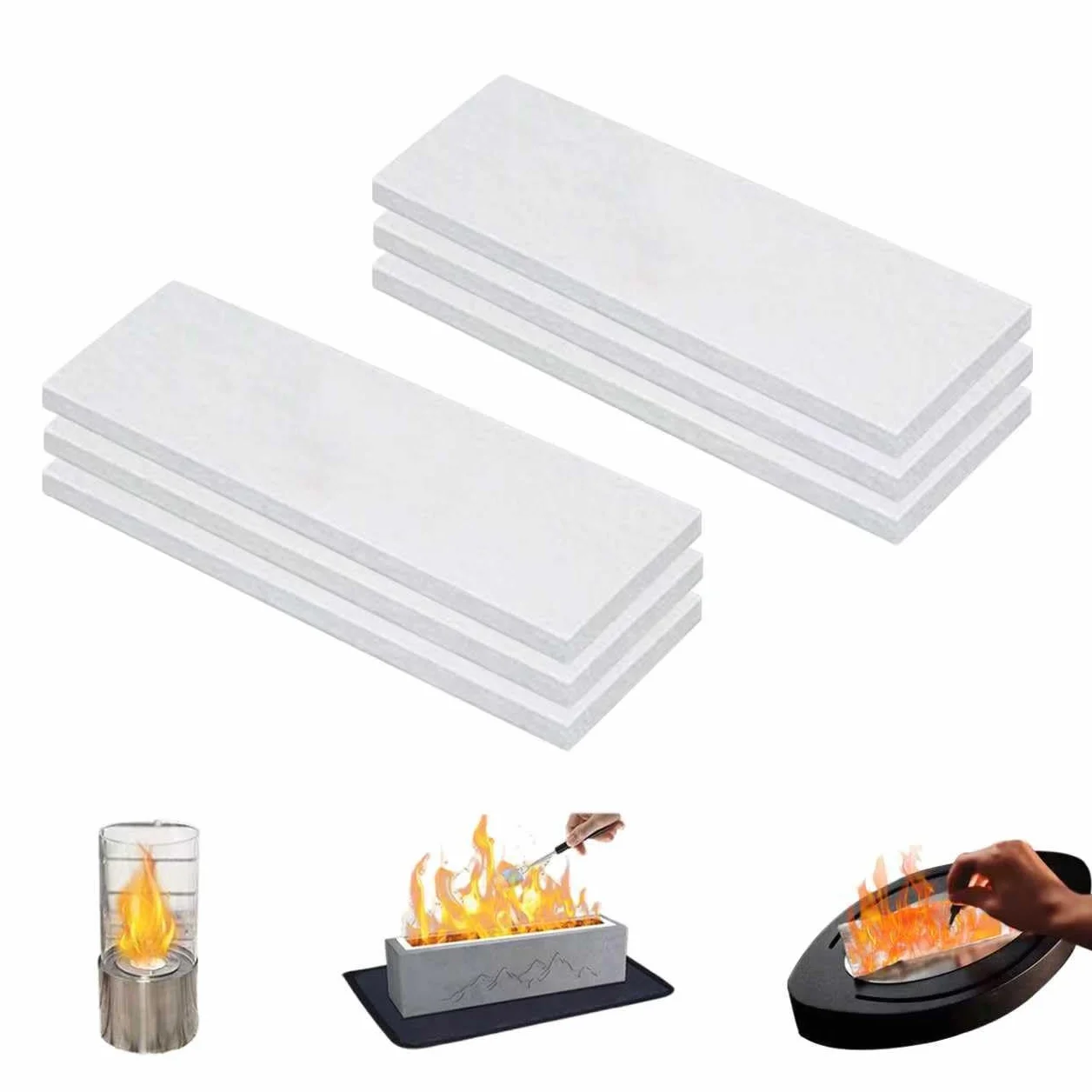 Lana de cerámica para bioetanol 300x100x10mm Esponja de chimenea 6 paquetes
