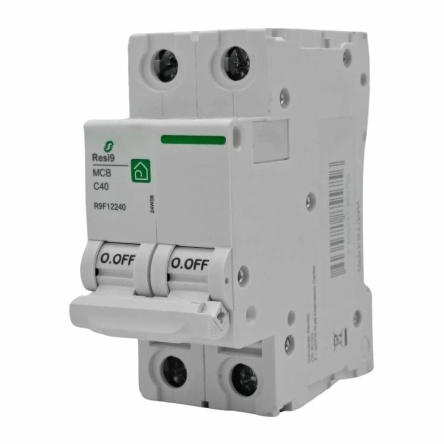 RASMACOR | Interruptor Magnetotérmico Residencial 2P 40A | RESI9 R9F12240 | CURVA C | Frecuencia 50/60HZ | Norma UNE/EN 60898-1 CE | 40 Amperes