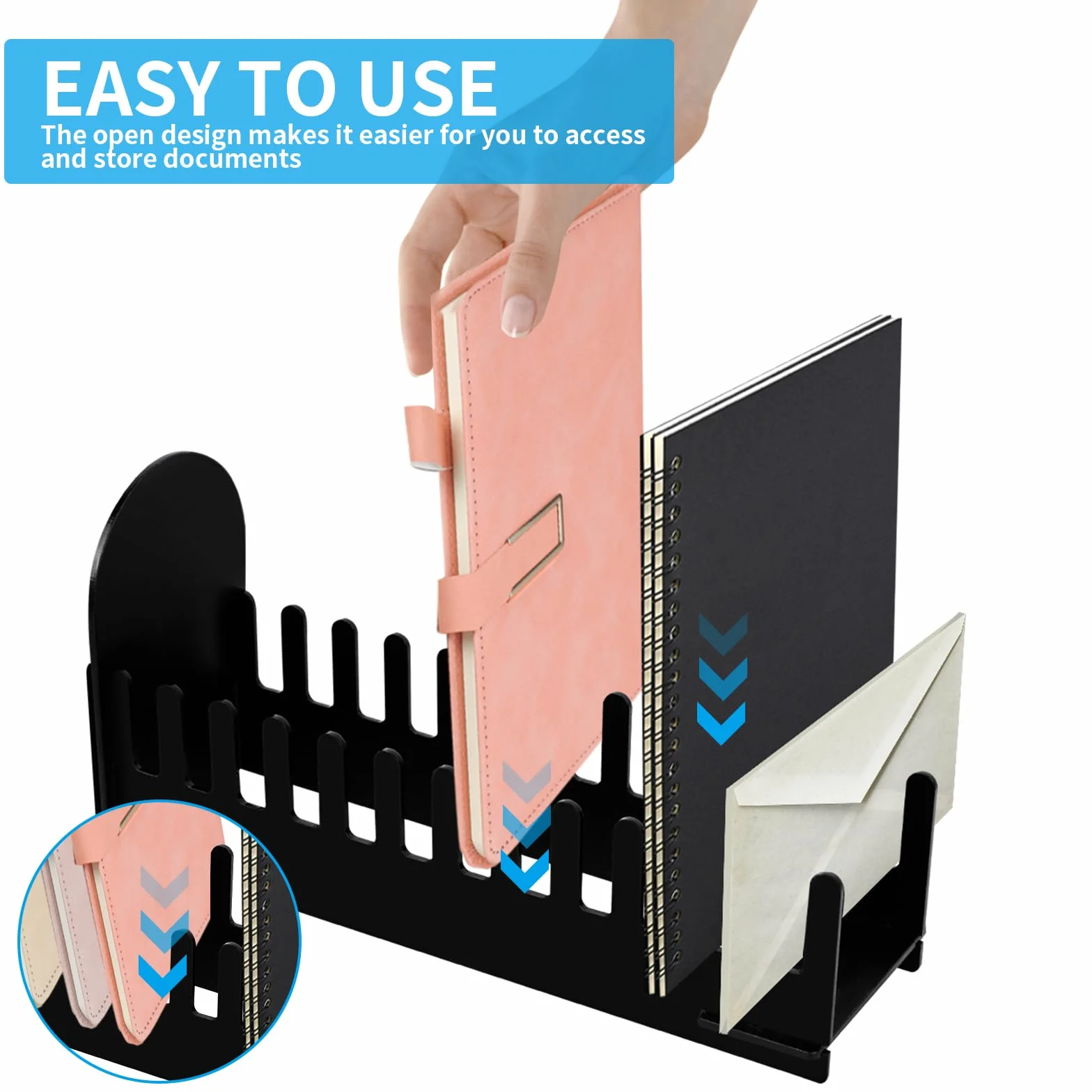 Soporte para Correo de Encimera, Portacartas con 12 Ranuras, Acrílico Negro