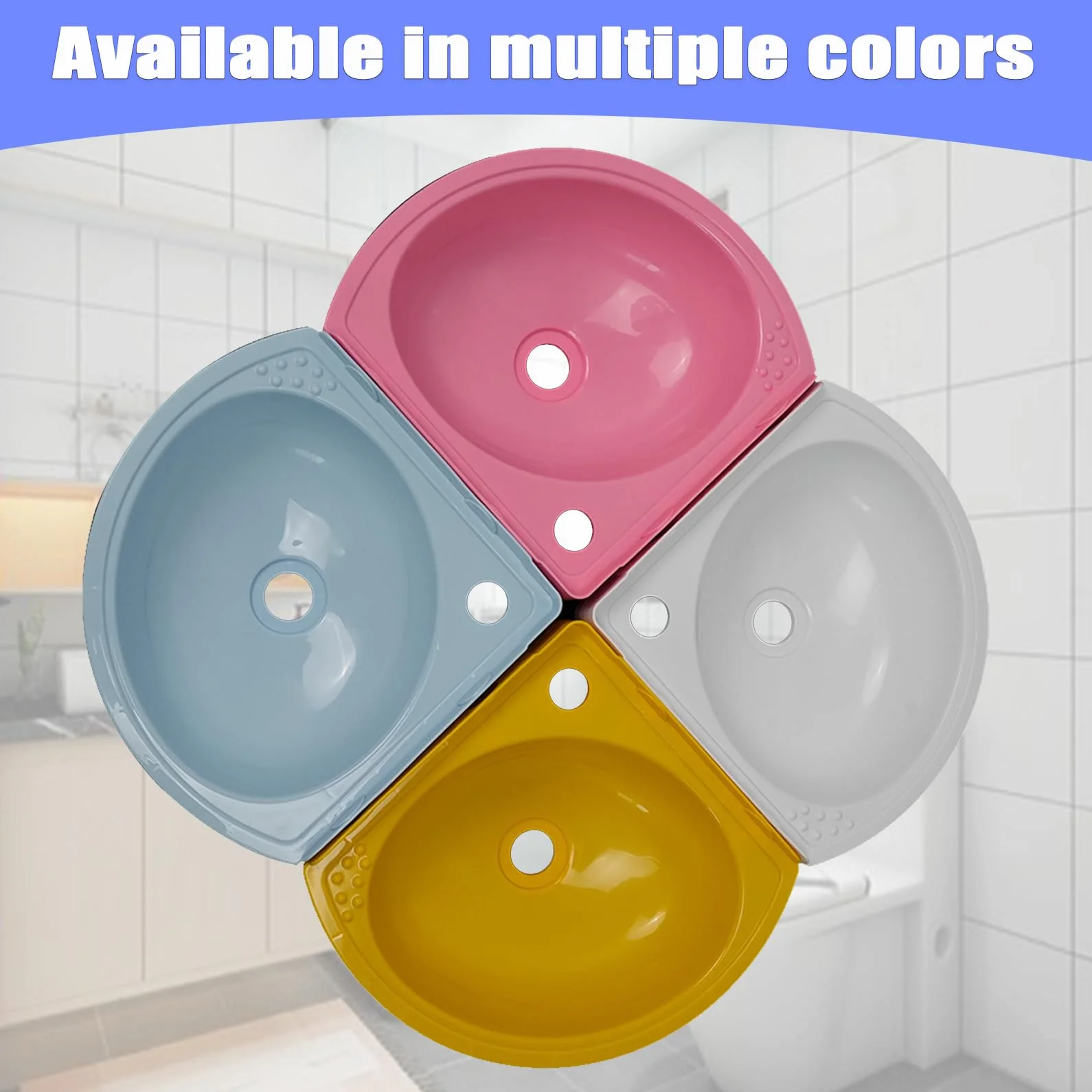 Lavabo de Esquina Pequeña de Plástico Para Baño, Fregadero de Montaje En Pared Suspendido Con Grifo y Juego de Desagüe - Mini Para RV Wc Sótano