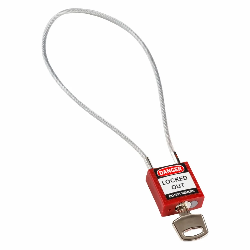 Brady Candado de Cable Compacto Paquete de 1 - Bloqueo de Seguridad Lockout Tagout - Candado de Seguridad - Llaves Diferentes - 32mm x 35mm x 16mm - Longitud del Cable 400mm, Rojo