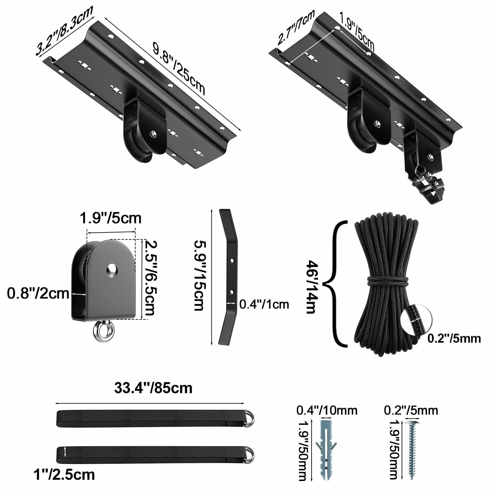 Housolution Elevador Bicicletas, [2 Unidad] Sistema Polea 88Lbs, Apto Techos 10-16 Pies, Sistema Almacenaje Techo Resistente para Bici Carretera, MTB, Fatbike, Ebike, Escaleras, Snowboard