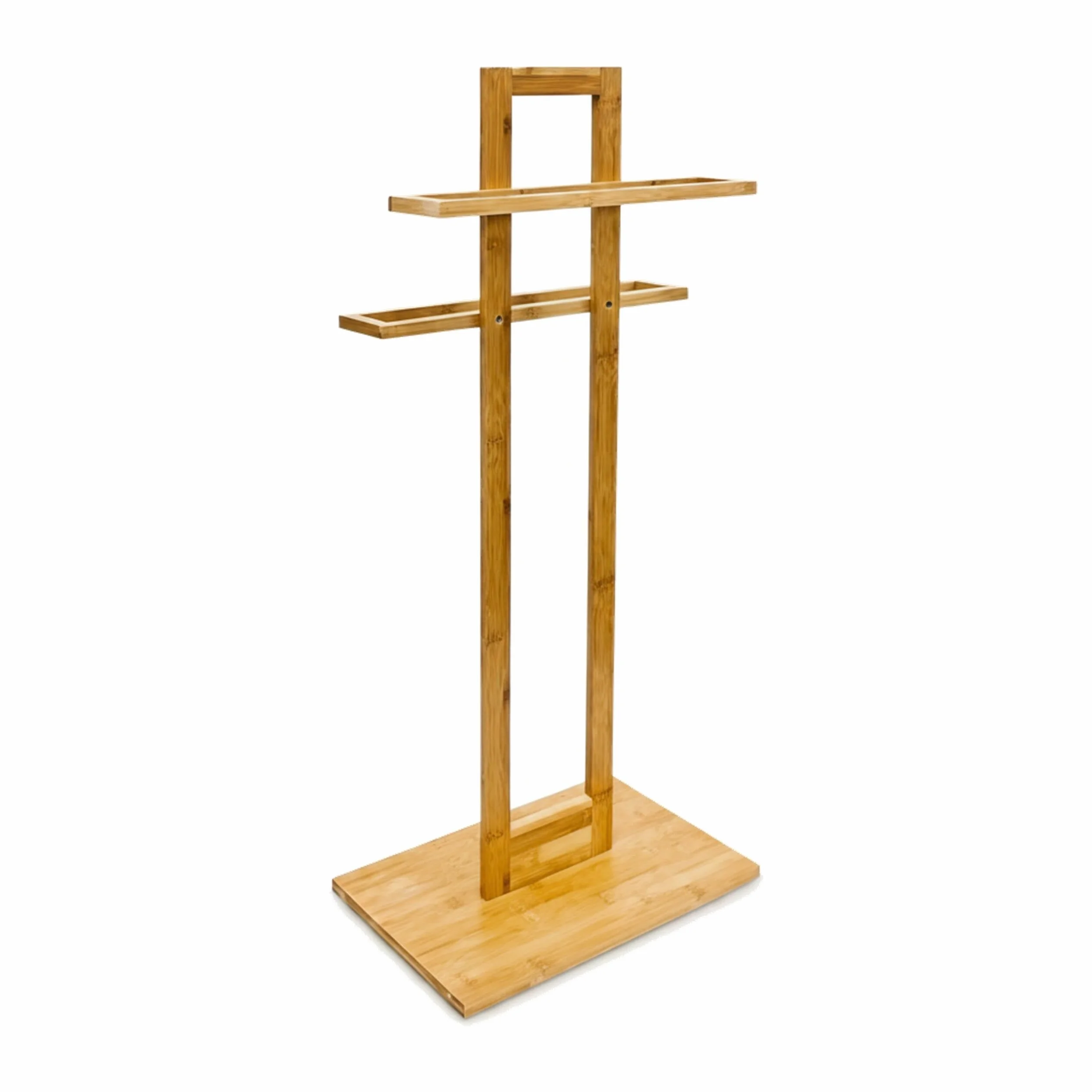 Relaxdays Toallero de Pie Bambú, Soporte para Toallas 37 x 25 x 85 cm, Estante para Baño, Portatoallas, Color Natural
