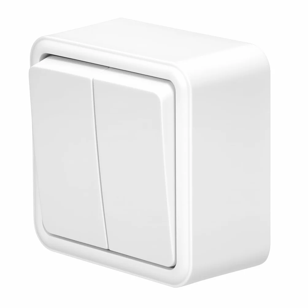 Mecanismo Superficie Policarbonato Blanco 10A 250V Doble Interruptor