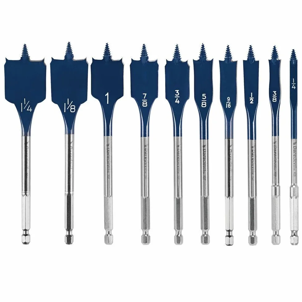 BOSCH DSB5010 Daredevil - Juego de puntas de pala estándar de 10 piezas con rosca de cono completo y punta espolonada, azul