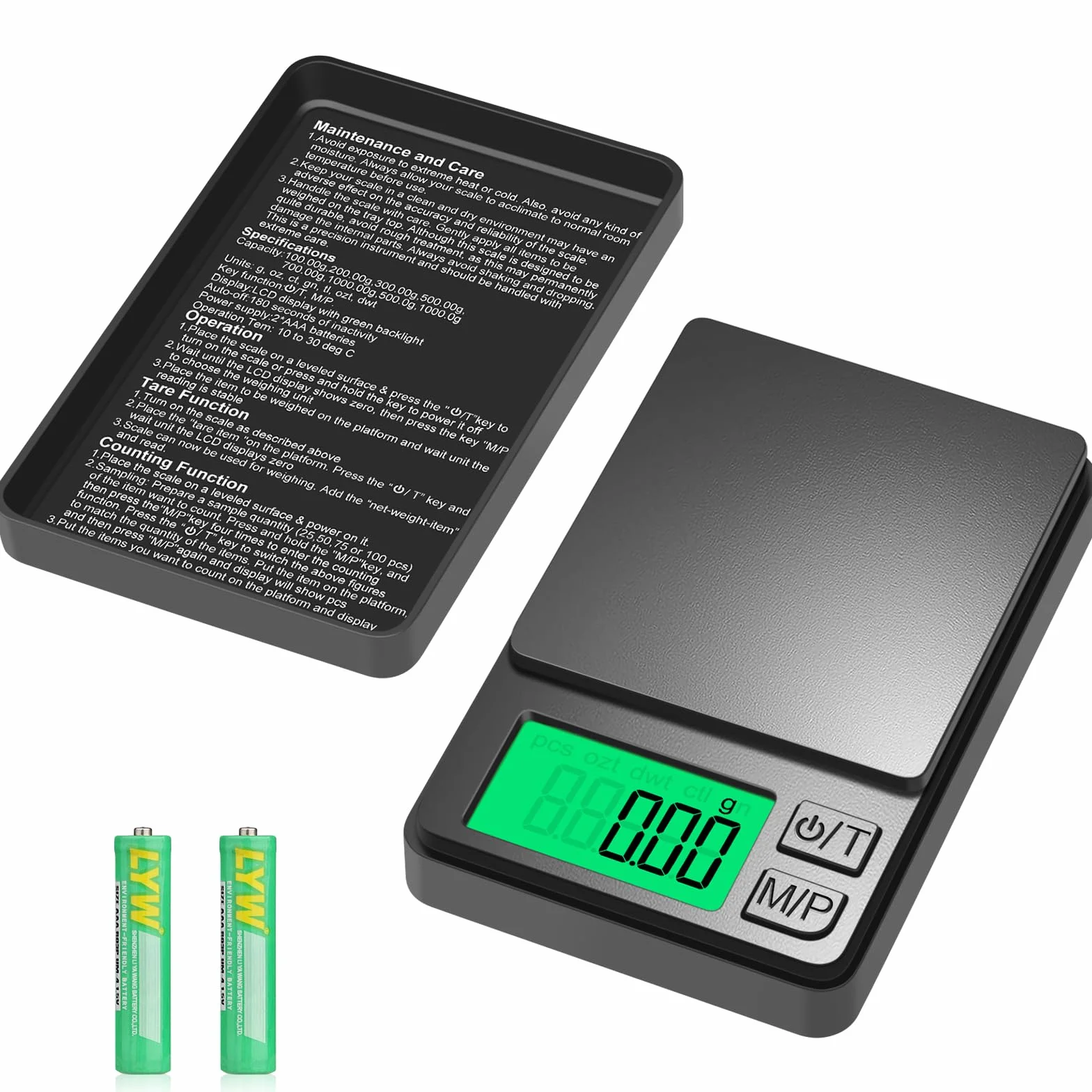 Diyife Báscula Precisión 0.01g 1kg Balanza Cocina Portátil con Tara LCD 7 Unidades