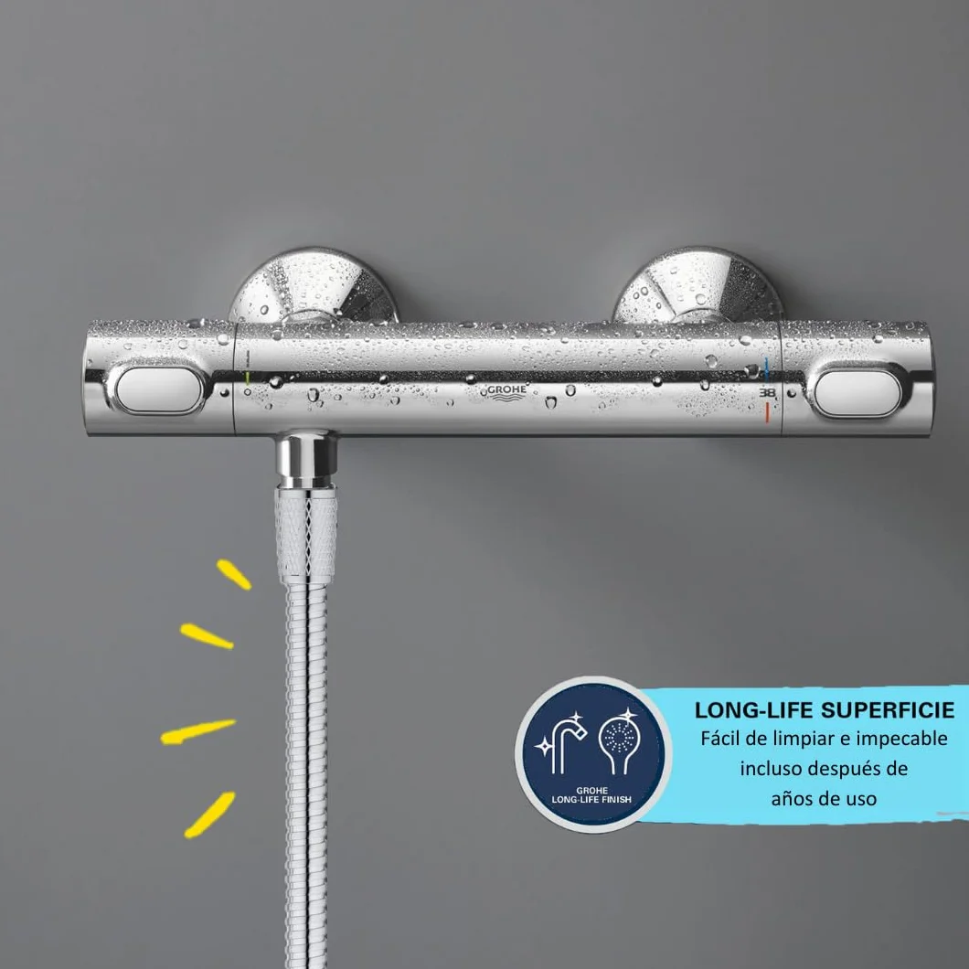 GROHE Vitalioflex Metal - Flexo de ducha (1.75m, resistente al calor, sistema anti-torsión, conexión universal, instalación QuickFix), cromo, 22100000