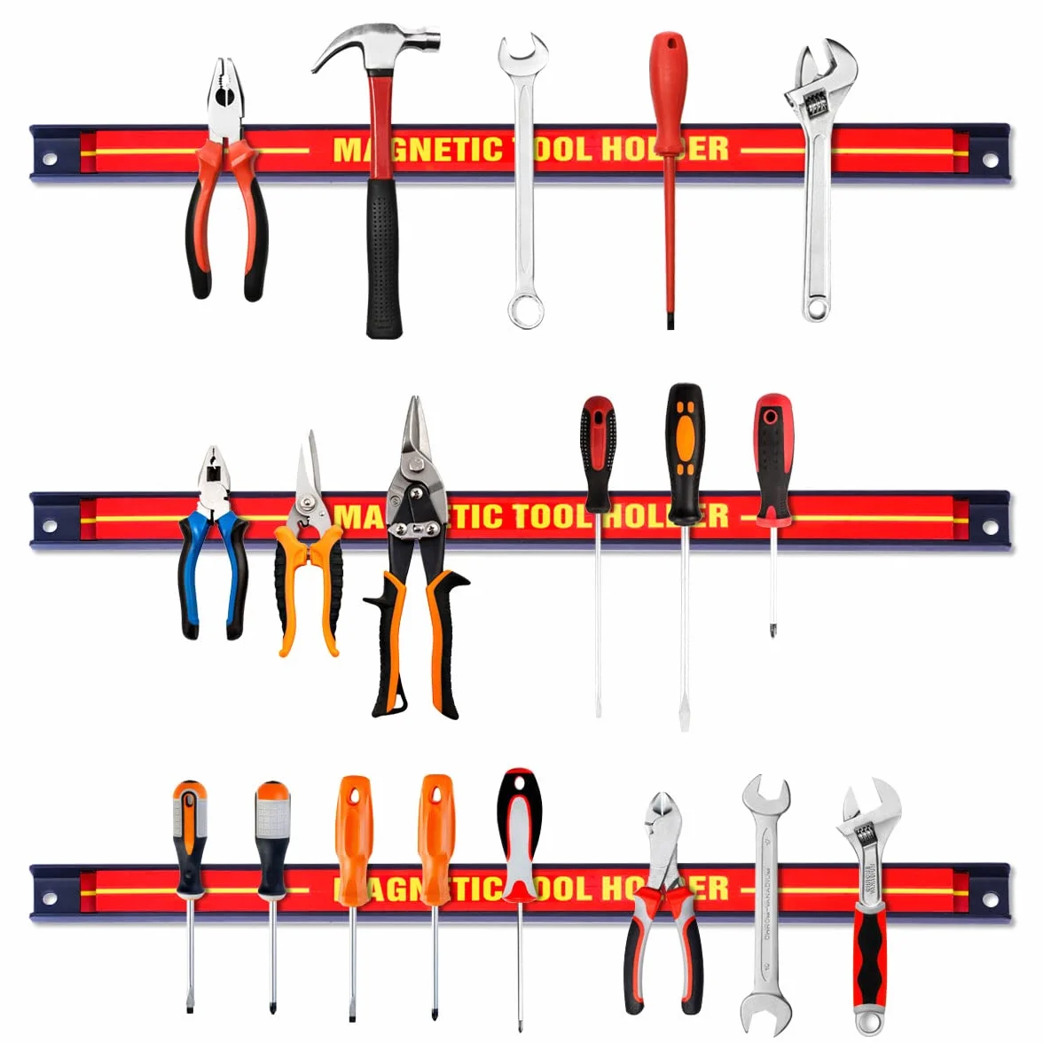 GIANTEX 3 Imanes para Herramientas de 46 cm, Barras Magnéticas de Acero para Herramientos, Organizador de Pared Magnético, Cada Tira Carga hasta 10 kg