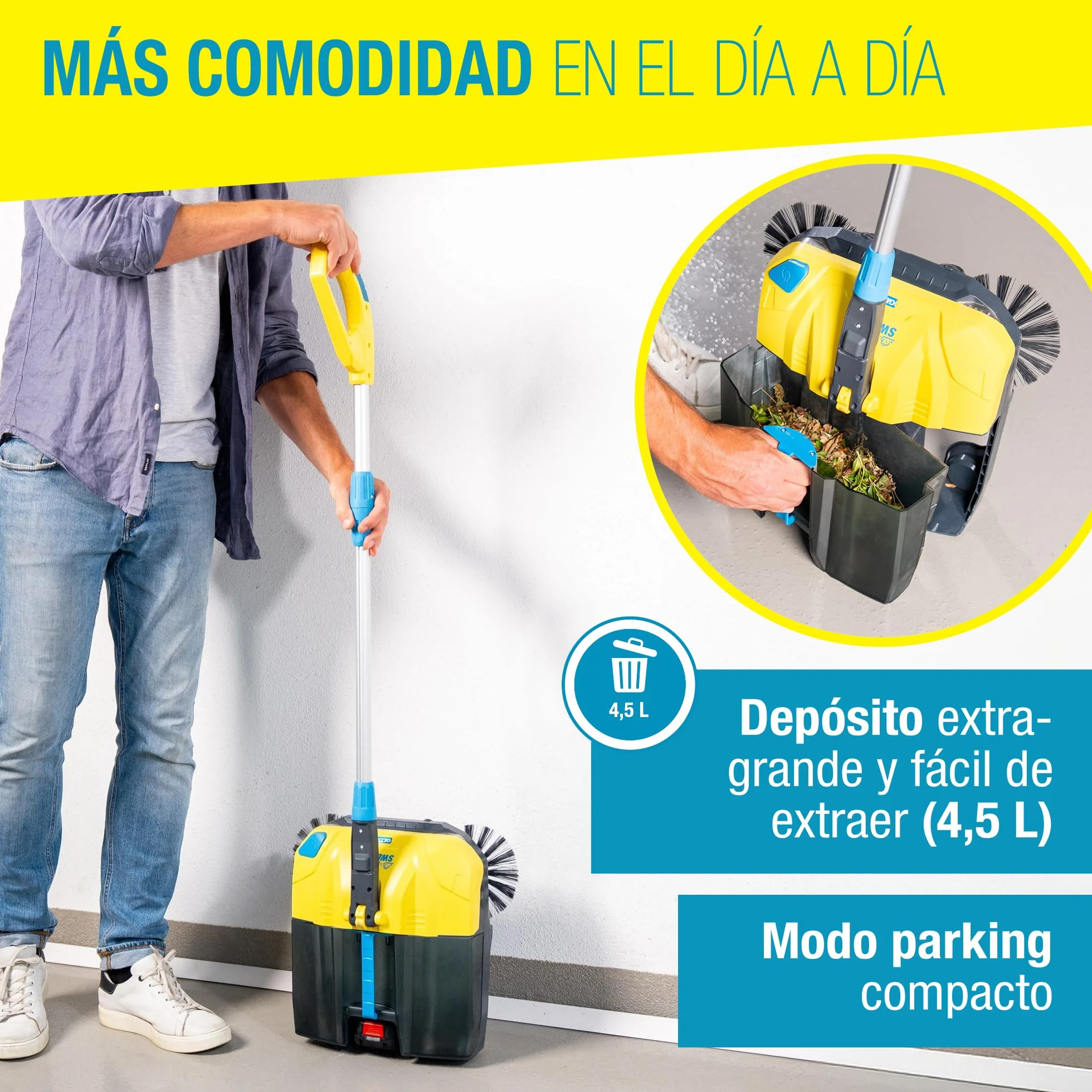 GLORIA Barredora de batería EasySweep 18V | Escoba eléctrica inalámbrica para interior y exterior | Entradas, aceras, terrazas, garajes y hojas | Compatible con Batería BOSCH 18V (no incluida)